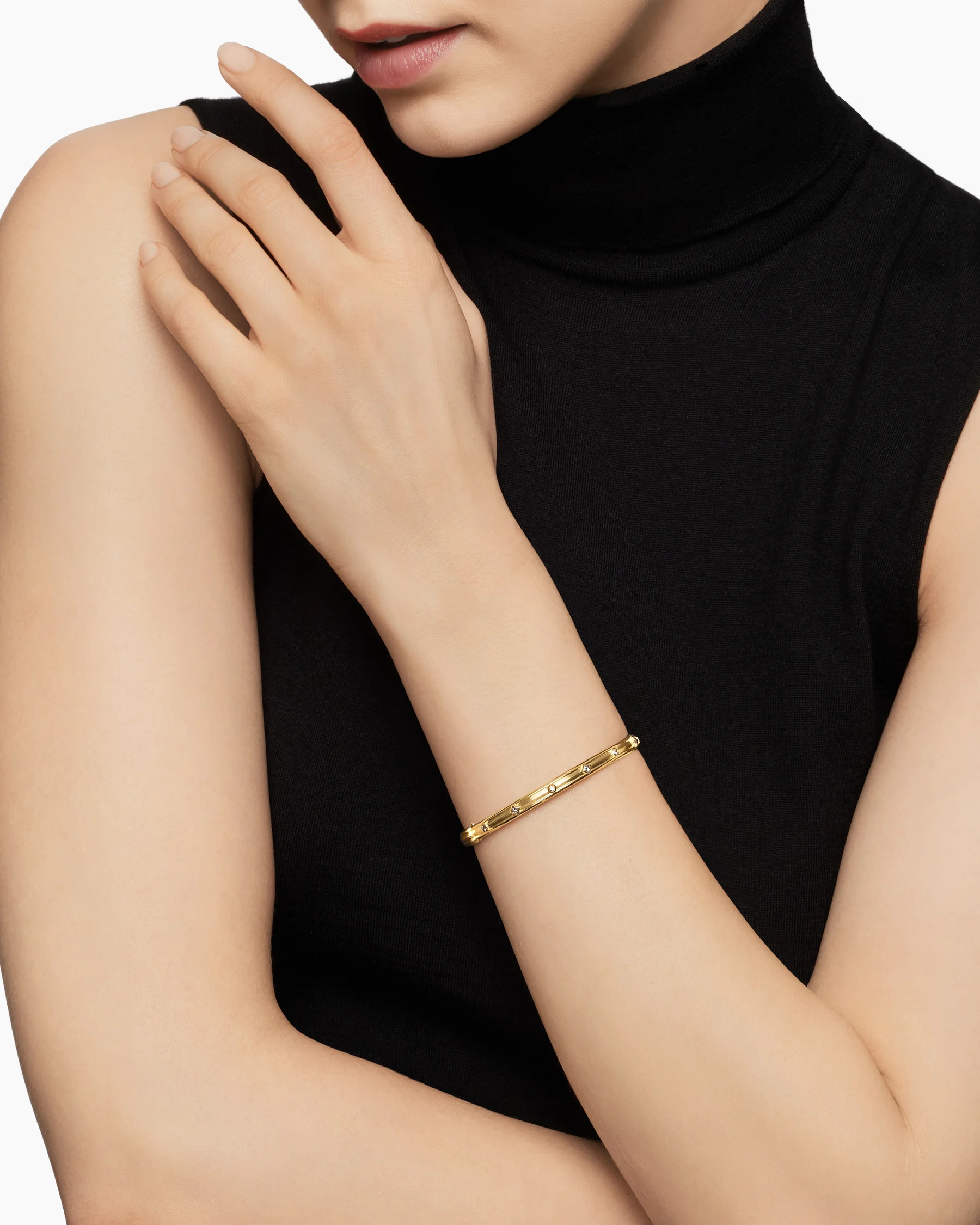 Modern Renaissance® Bangle Bracelet in 18K Yellow Gold with Diamonds, 4.5mm 2 Modern Renaissance® Bangle Bracelet in 18K Yellow Gold with Diamonds, 4.5mm