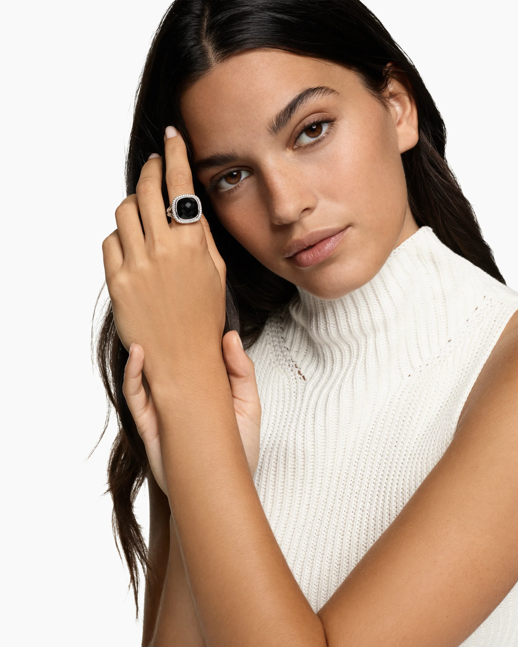 Albion® Ring in 18K Yellow Gold with Amethyst and Diamonds, 15mm