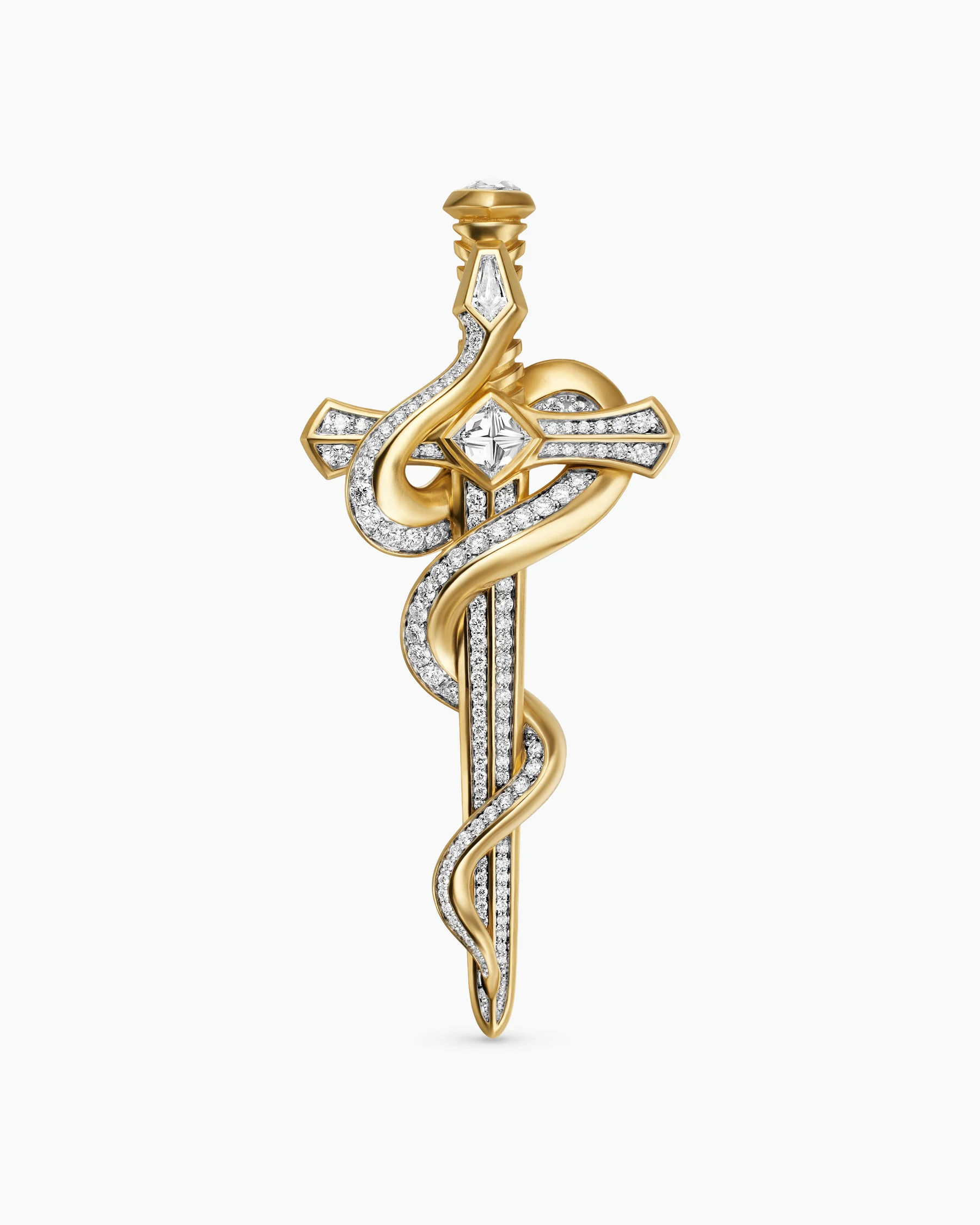 Ouroboros Brooch in 18K Yellow Gold with Diamonds, 78mm