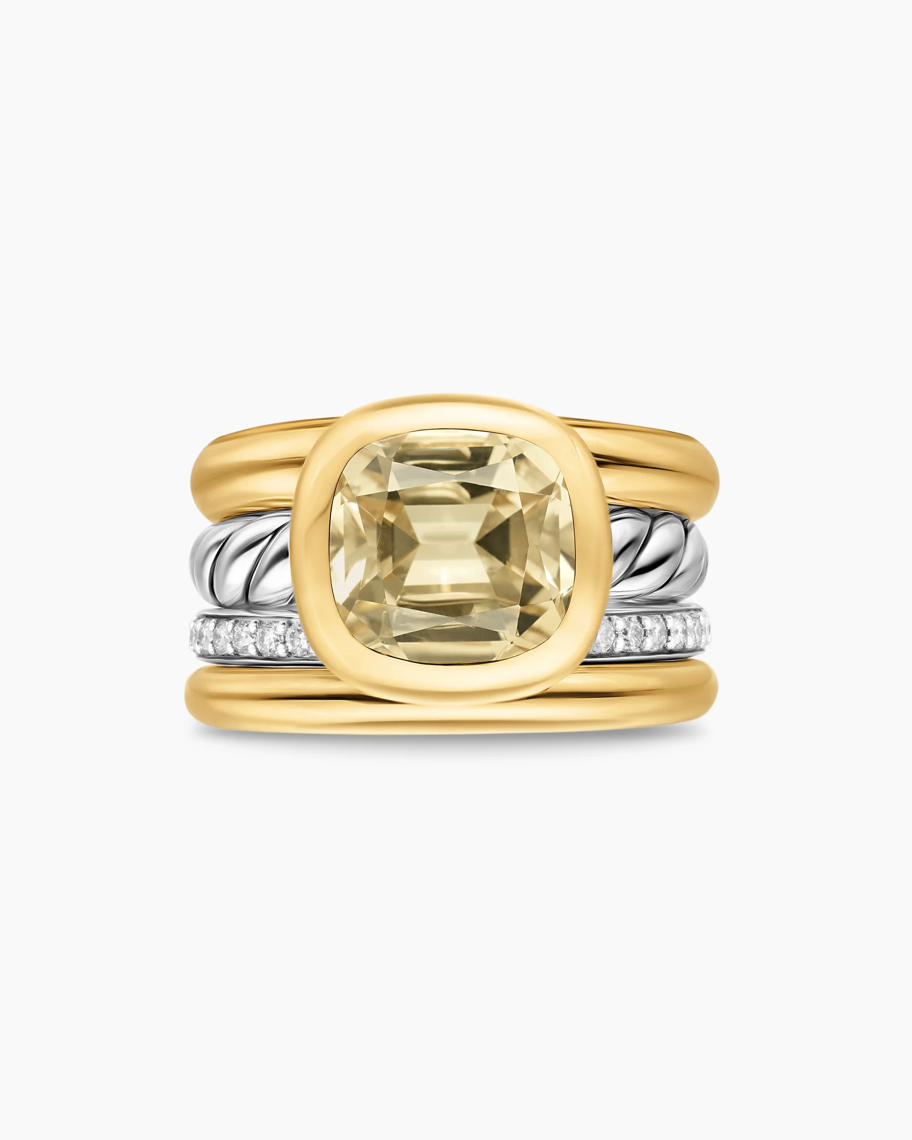 DY Mercer® Color Four Row Stone Ring in Sterling Silver with 18K Yellow Gold, Amethyst and Diamonds, 14mm 10 DY Mercer® Color Four Row Stone Ring in Sterling Silver with 18K Yellow Gold, Amethyst and Diamonds, 14mm
