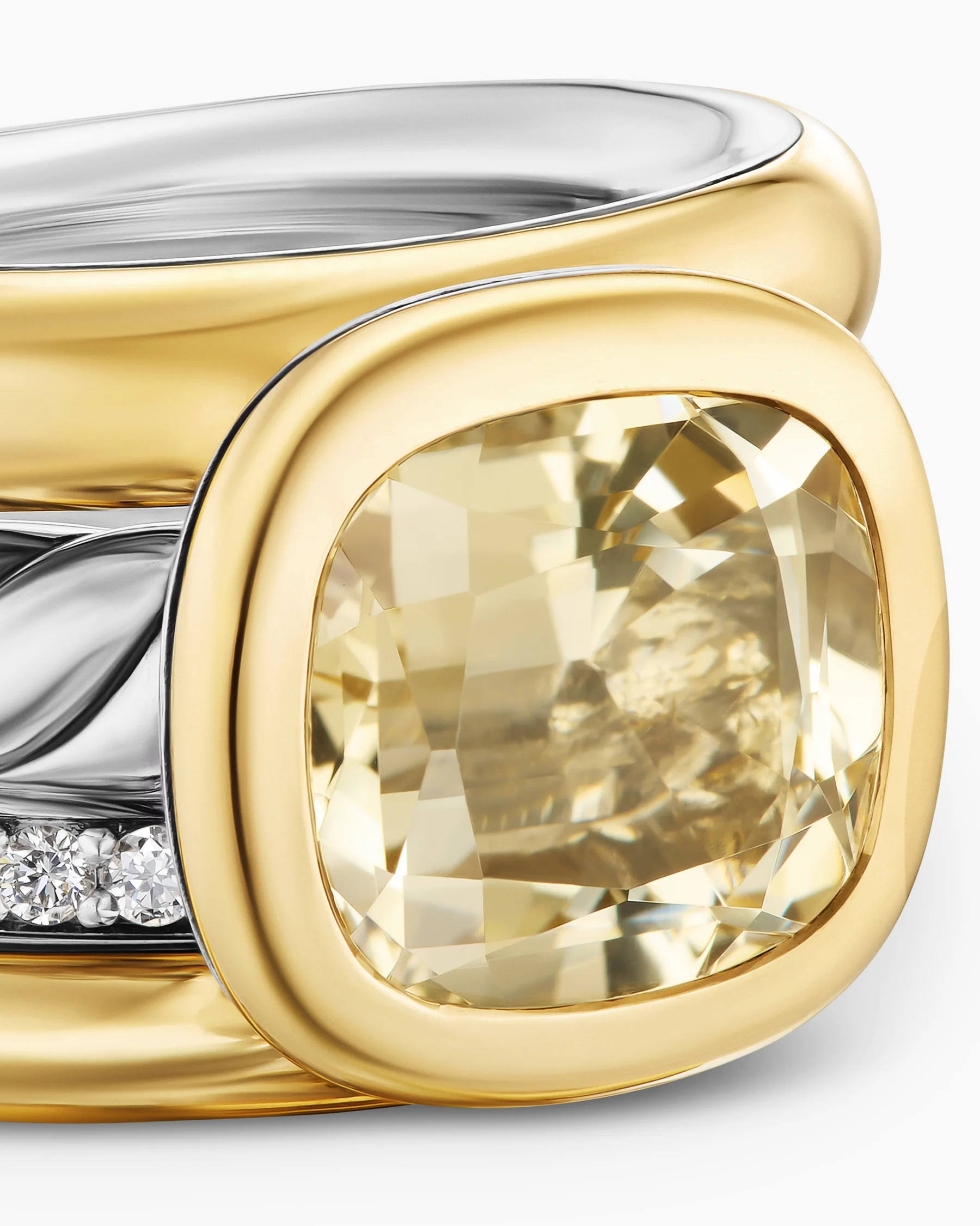 DY Mercer® Color Four Row Stone Ring in Sterling Silver with 18K Yellow Gold, Amethyst and Diamonds, 14mm 11 DY Mercer® Color Four Row Stone Ring in Sterling Silver with 18K Yellow Gold, Amethyst and Diamonds, 14mm