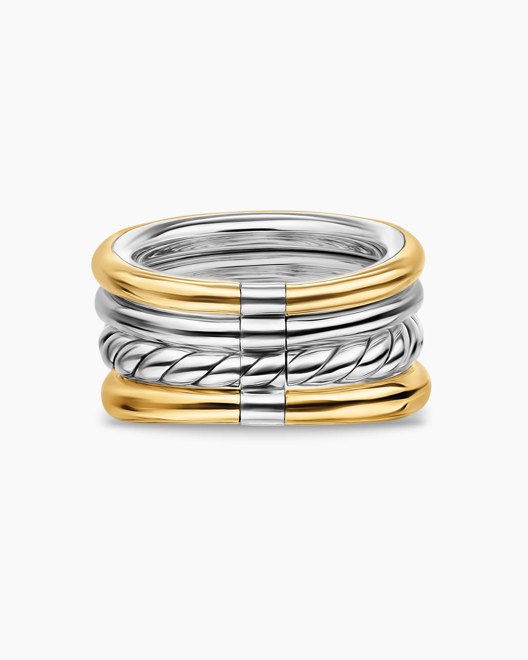 DY Mercer® Color Four Row Stone Ring in Sterling Silver with 18K Yellow Gold, Amethyst and Diamonds, 14mm 12 DY Mercer® Color Four Row Stone Ring in Sterling Silver with 18K Yellow Gold, Amethyst and Diamonds, 14mm