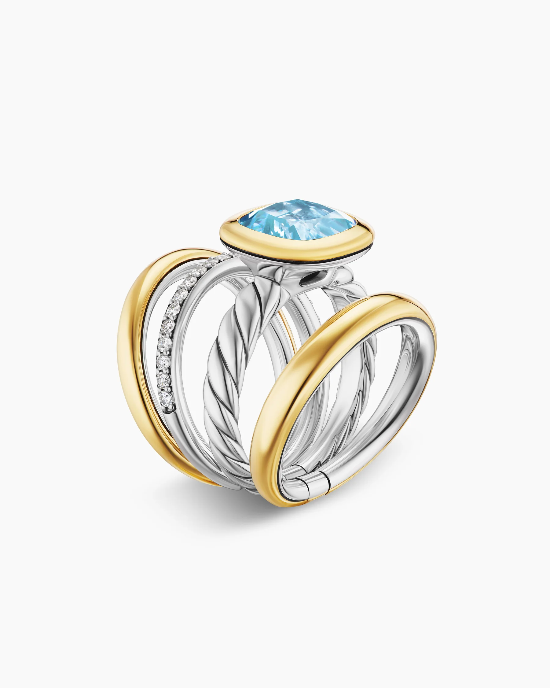 DY Mercer® Color Four Row Stone Ring in Sterling Silver with 18K Yellow Gold, Amethyst and Diamonds, 14mm 15 DY Mercer® Color Four Row Stone Ring in Sterling Silver with 18K Yellow Gold, Amethyst and Diamonds, 14mm