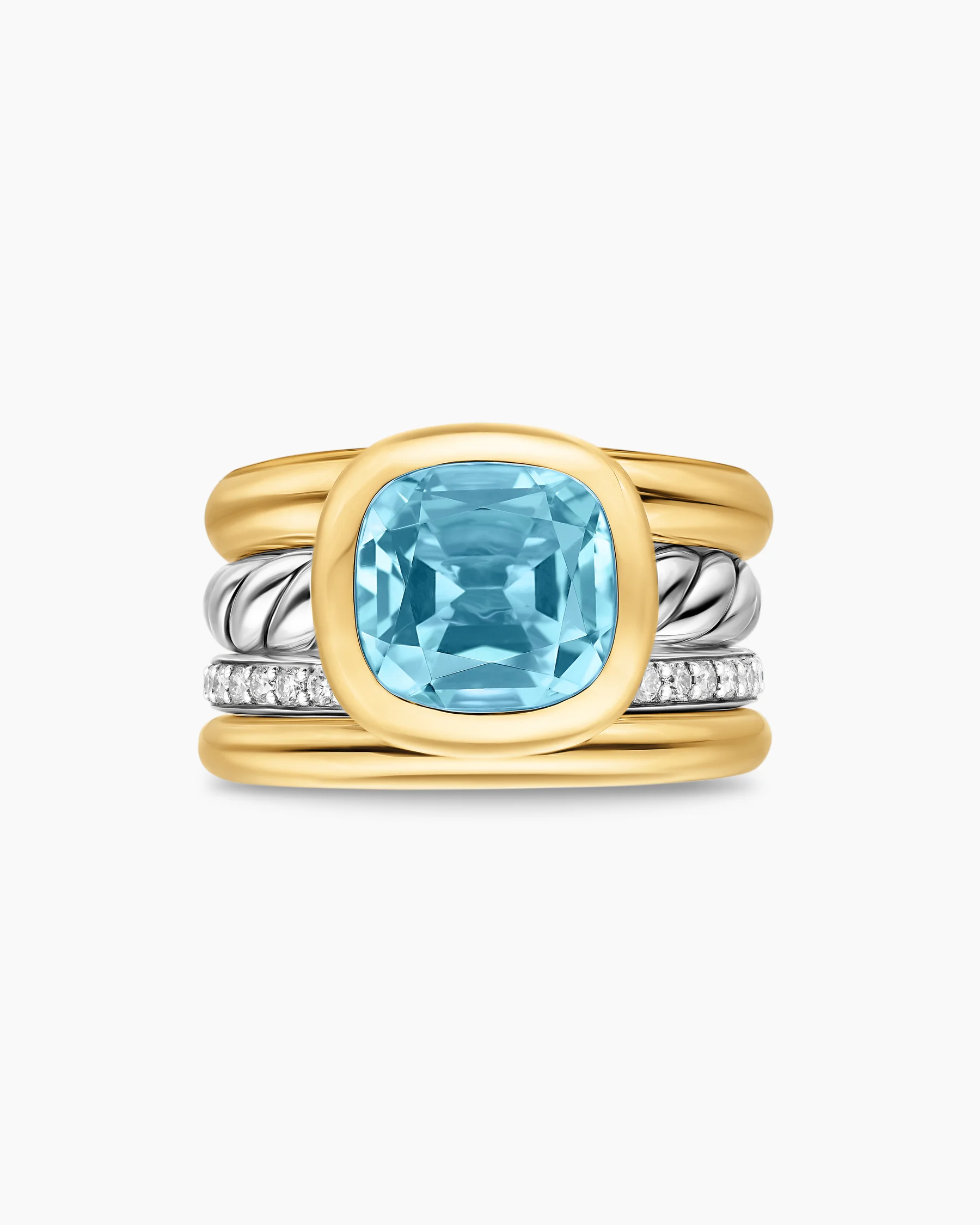 DY Mercer® Color Four Row Stone Ring in Sterling Silver with 18K Yellow Gold, Amethyst and Diamonds, 14mm 16 DY Mercer® Color Four Row Stone Ring in Sterling Silver with 18K Yellow Gold, Amethyst and Diamonds, 14mm