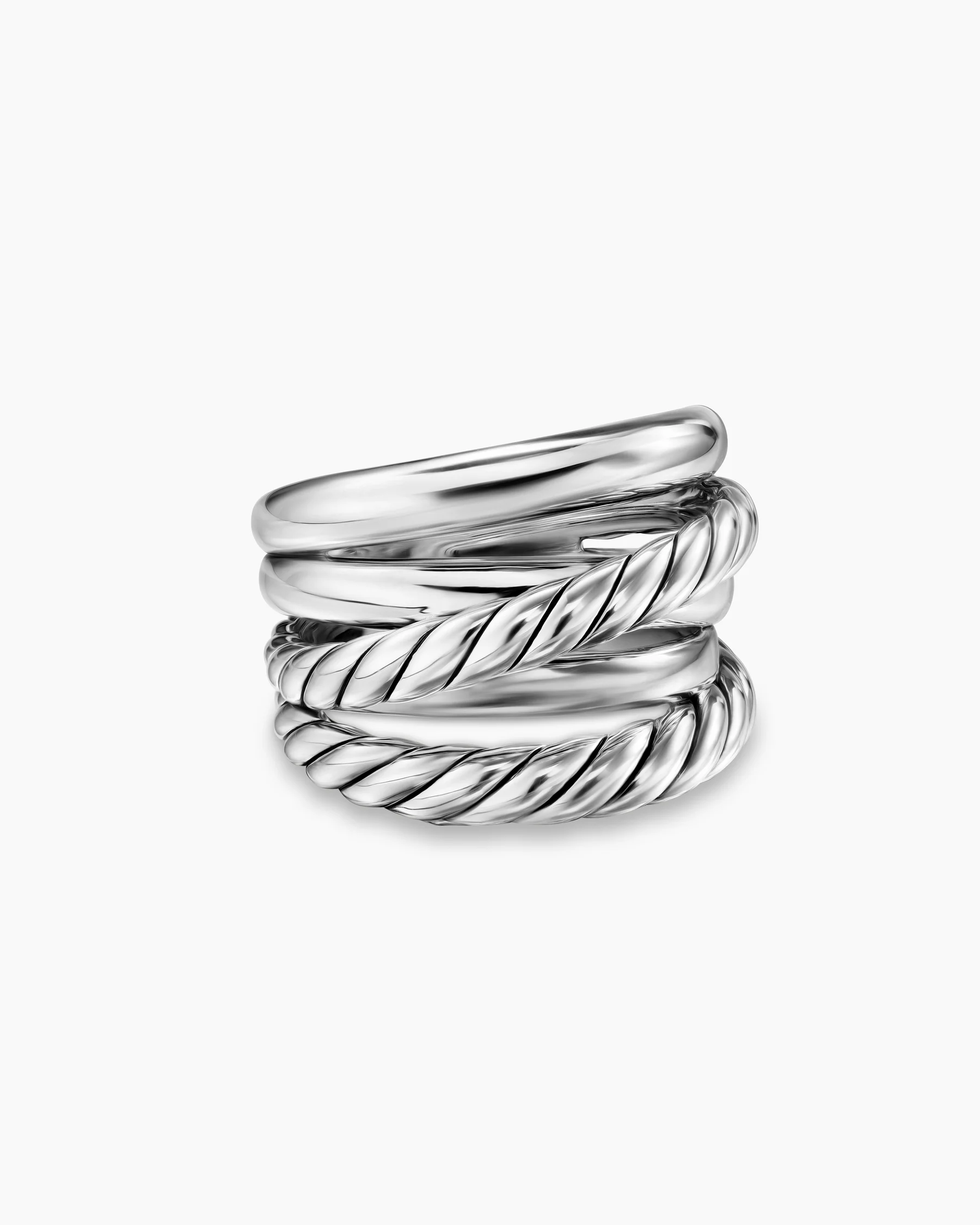 Crossover Five Row Ring in Sterling Silver, 17.5mm