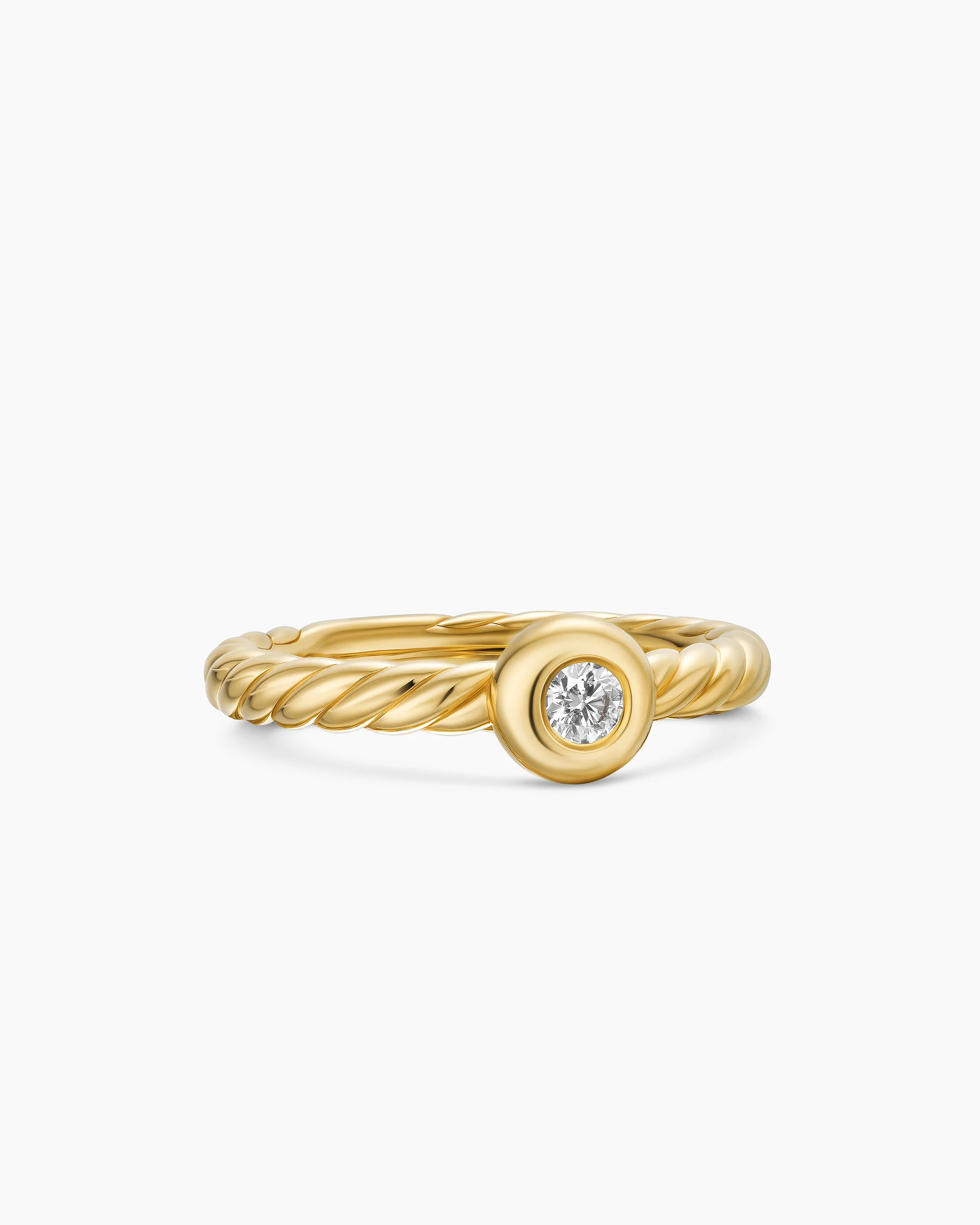 Petite Cable Ring in 18K Yellow Gold with Center Diamond, 2.8mm