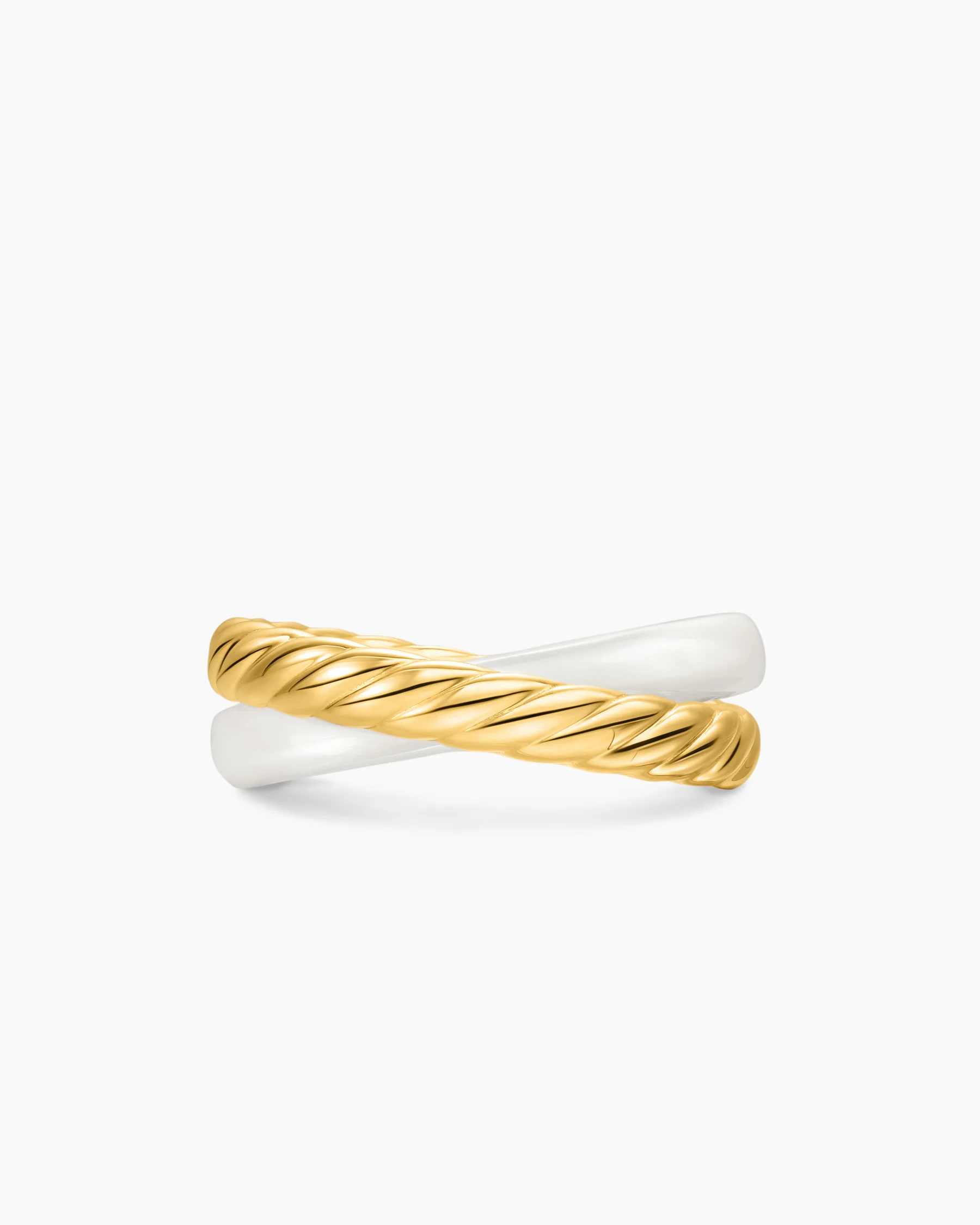 Crossover Two Row Rotating Ring in Sterling Silver with 14K Yellow Gold, 7mm 10 Crossover Two Row Rotating Ring in Sterling Silver with 14K Yellow Gold, 7mm