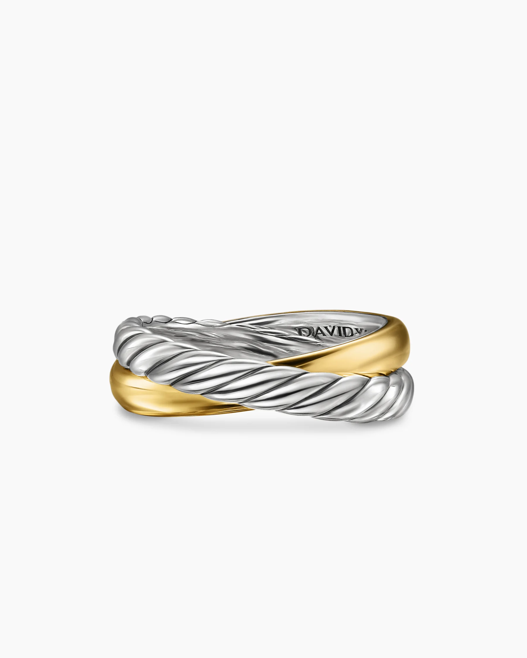 Crossover Two Row Rotating Ring in Sterling Silver with 14K Yellow Gold, 7mm 13 Crossover Two Row Rotating Ring in Sterling Silver with 14K Yellow Gold, 7mm