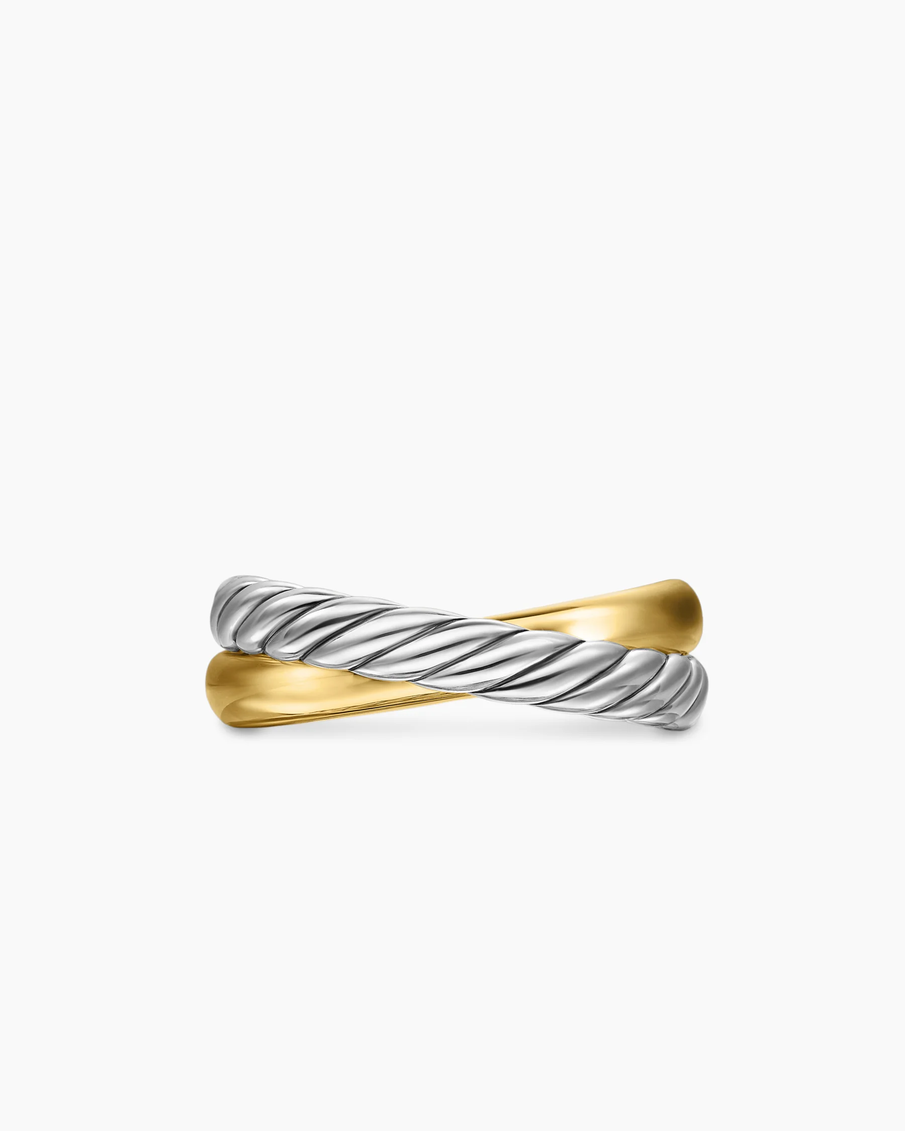 Crossover Two Row Rotating Ring in Sterling Silver with 14K Yellow Gold, 7mm 16 Crossover Two Row Rotating Ring in Sterling Silver with 14K Yellow Gold, 7mm