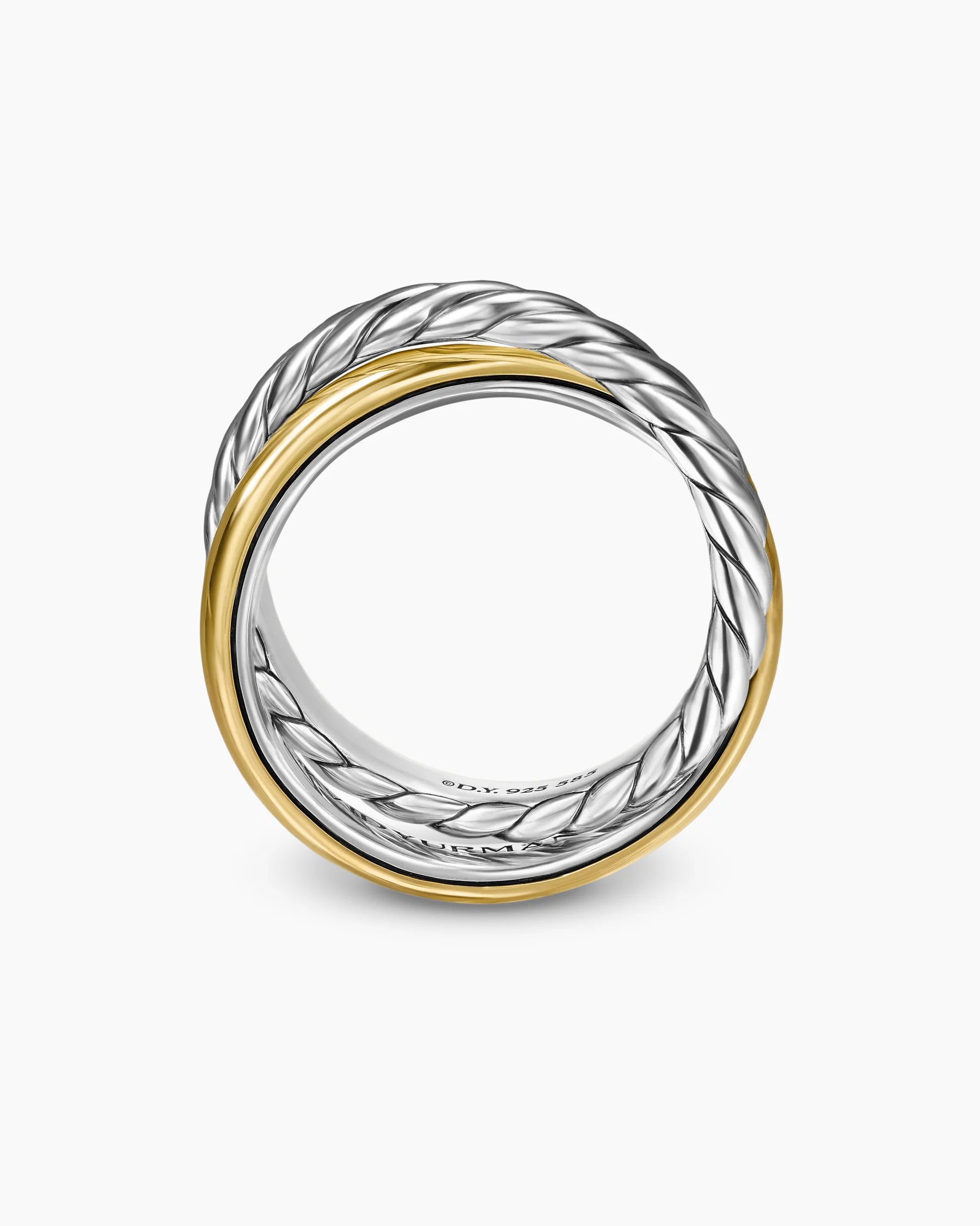 Crossover Two Row Rotating Ring in Sterling Silver with 14K Yellow Gold, 7mm 17 Crossover Two Row Rotating Ring in Sterling Silver with 14K Yellow Gold, 7mm
