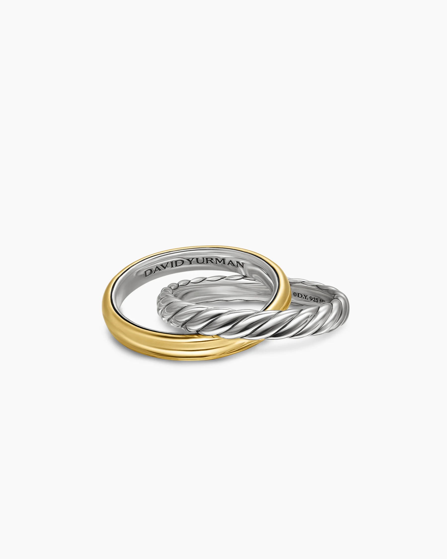 Crossover Two Row Rotating Ring in Sterling Silver with 14K Yellow Gold, 7mm 18 Crossover Two Row Rotating Ring in Sterling Silver with 14K Yellow Gold, 7mm