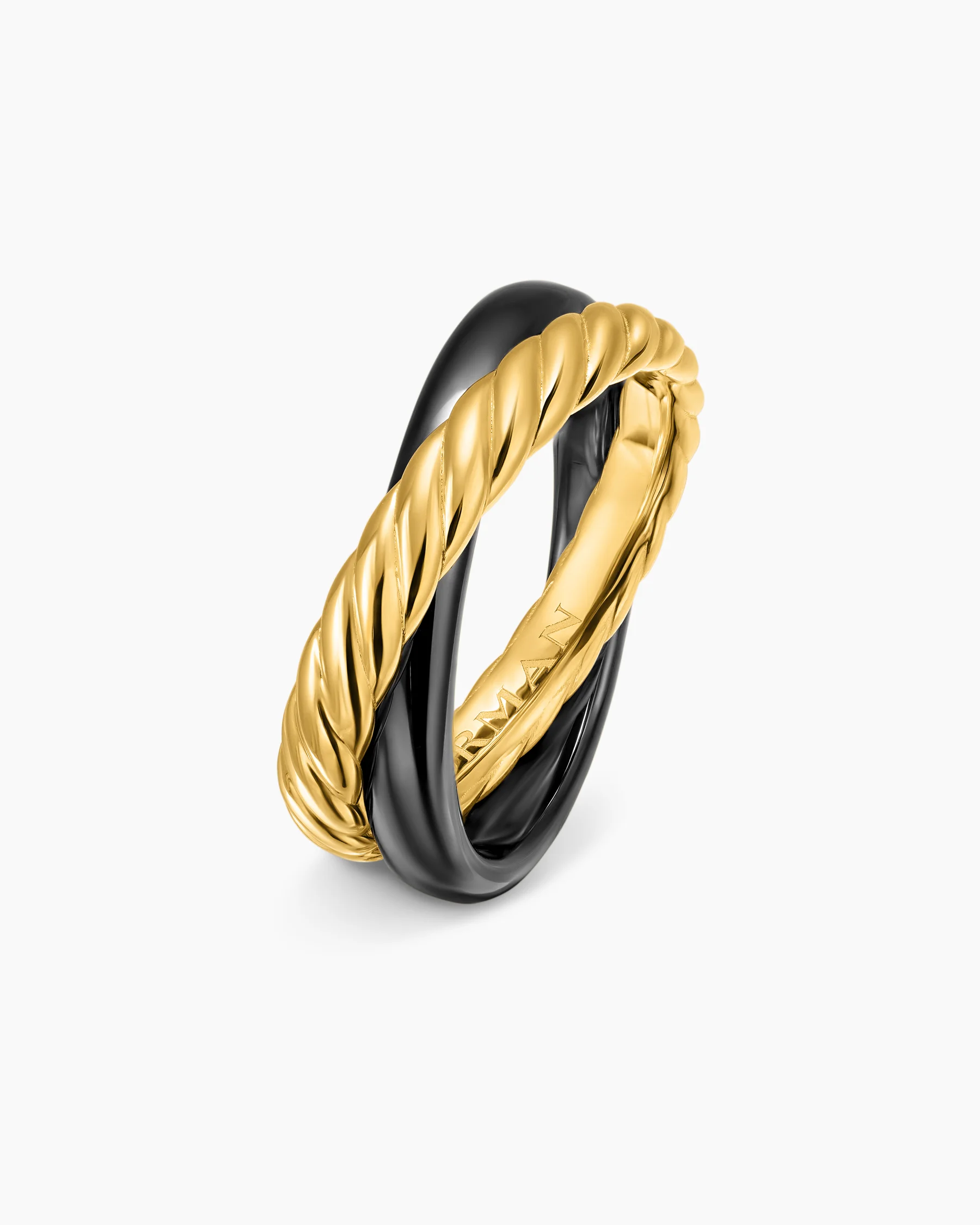Crossover Two Row Rotating Ring in Sterling Silver with 14K Yellow Gold, 7mm 3 Crossover Two Row Rotating Ring in Sterling Silver with 14K Yellow Gold, 7mm