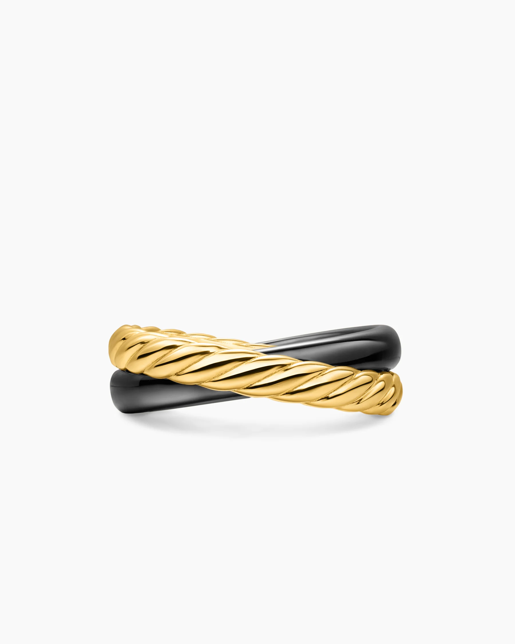 Crossover Two Row Rotating Ring in Sterling Silver with 14K Yellow Gold, 7mm 4 Crossover Two Row Rotating Ring in Sterling Silver with 14K Yellow Gold, 7mm