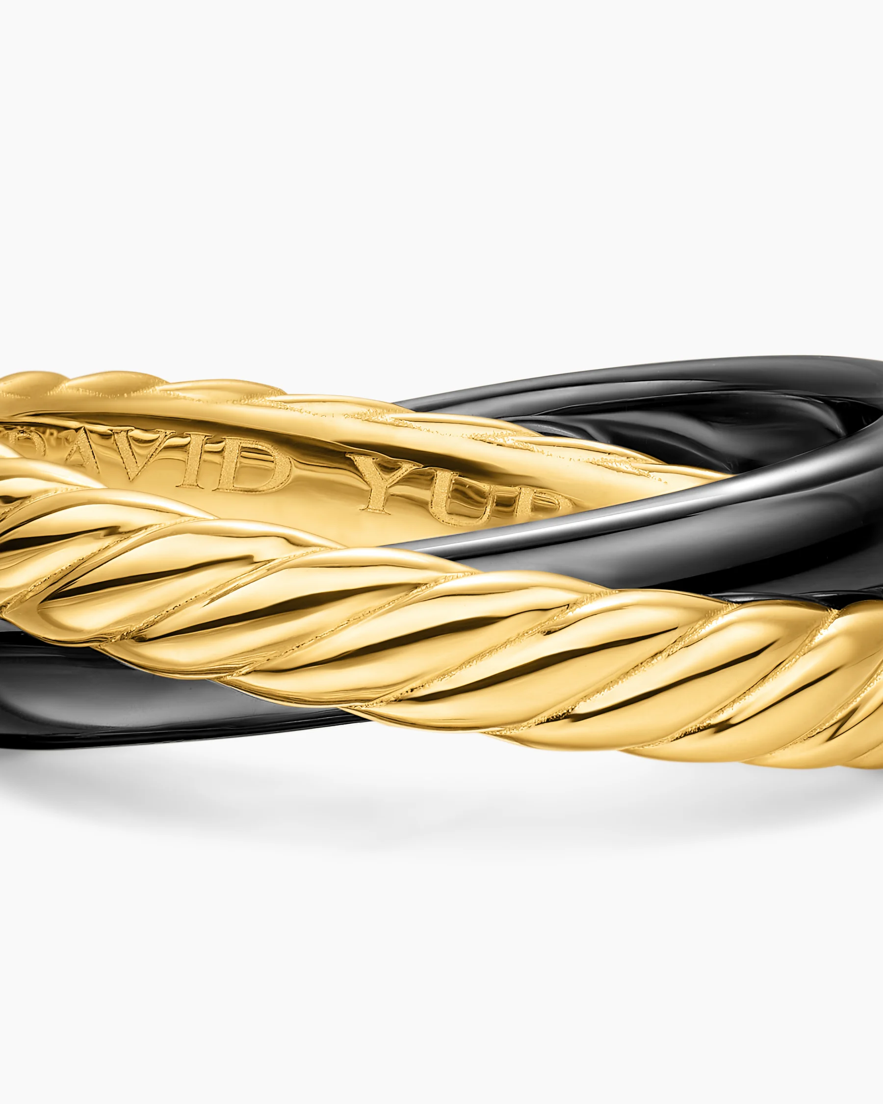 Crossover Two Row Rotating Ring in Sterling Silver with 14K Yellow Gold, 7mm 6 Crossover Two Row Rotating Ring in Sterling Silver with 14K Yellow Gold, 7mm