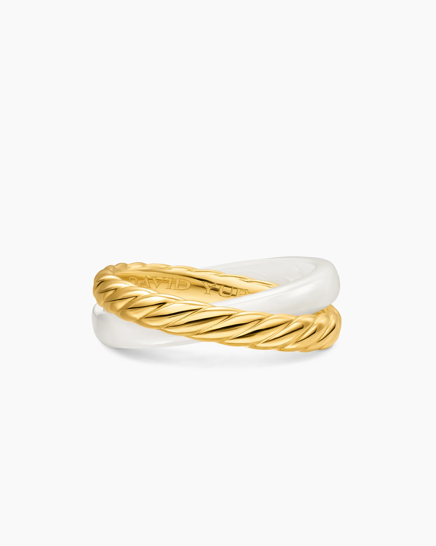 Crossover Two Row Rotating Ring in Sterling Silver with 14K Yellow Gold, 7mm 7 Crossover Two Row Rotating Ring in Sterling Silver with 14K Yellow Gold, 7mm