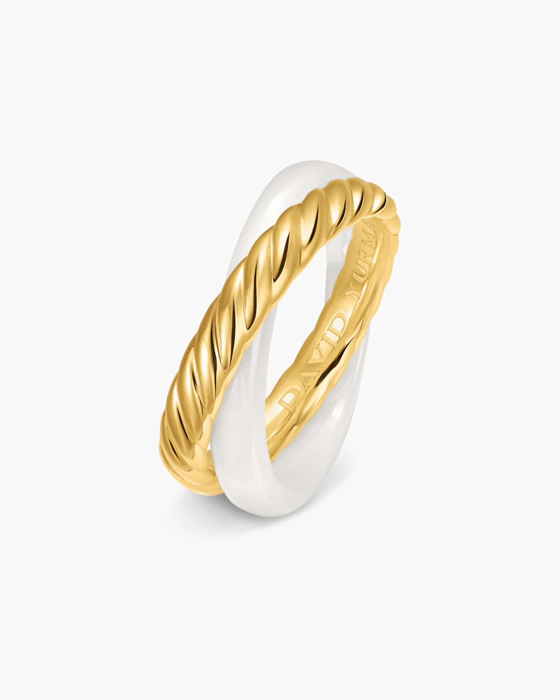 Crossover Two Row Rotating Ring in Sterling Silver with 14K Yellow Gold, 7mm 9 Crossover Two Row Rotating Ring in Sterling Silver with 14K Yellow Gold, 7mm