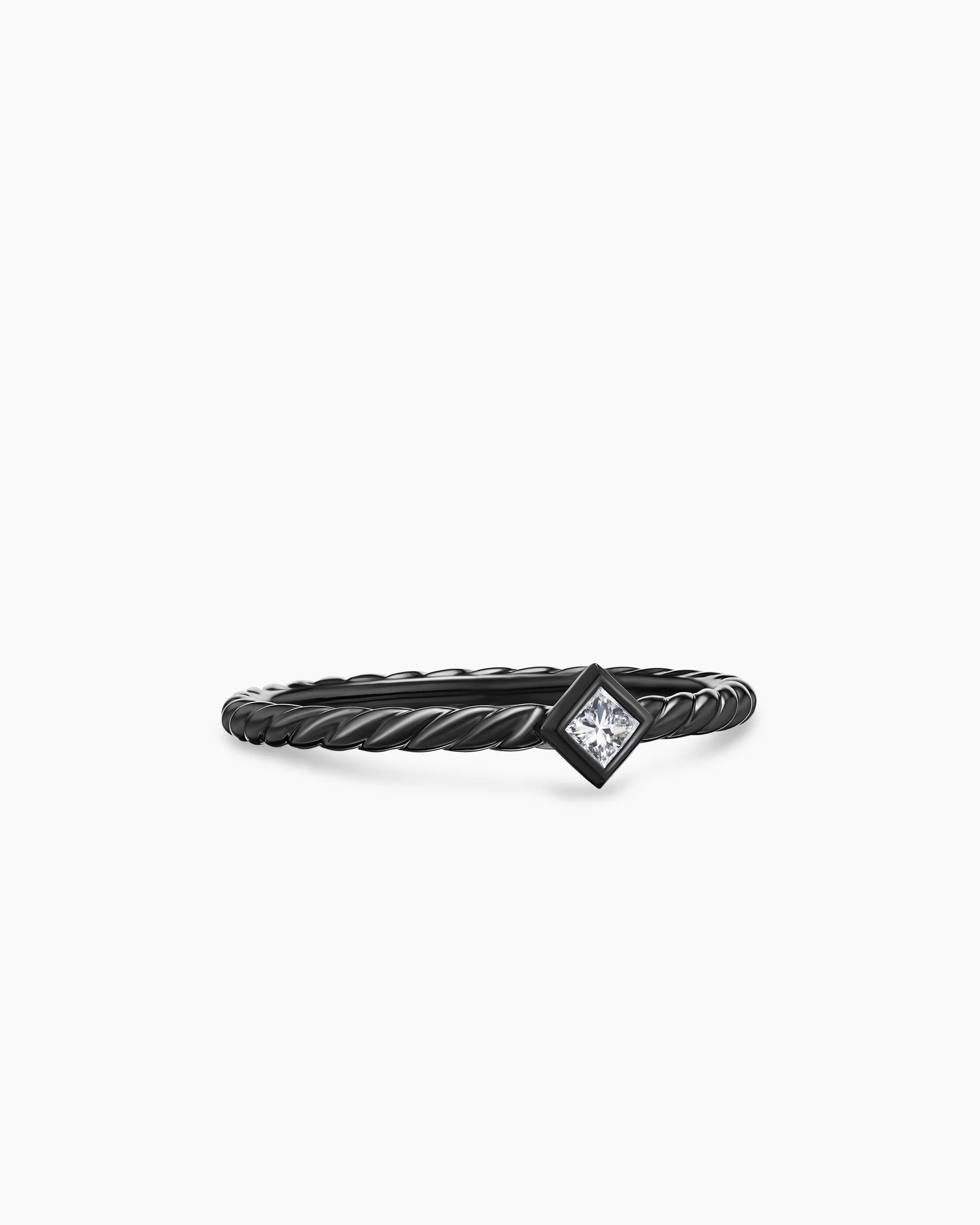 Cable Stack Ring in Black Titanium with Diamond, 1.7mm