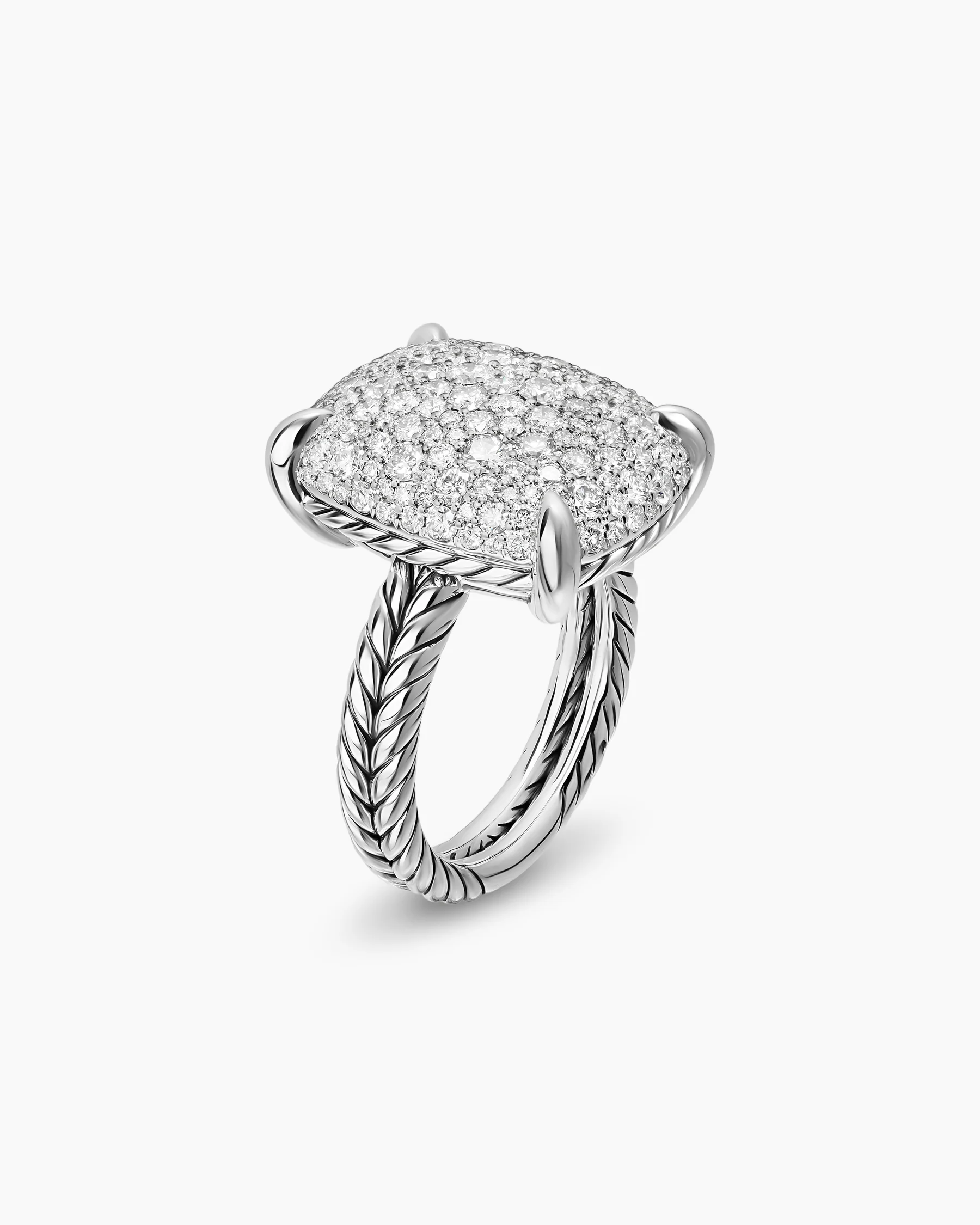 Chatelaine® Elongated Ring in Sterling Silver with Diamonds, 19mm 3 Chatelaine® Elongated Ring in Sterling Silver with Diamonds, 19mm