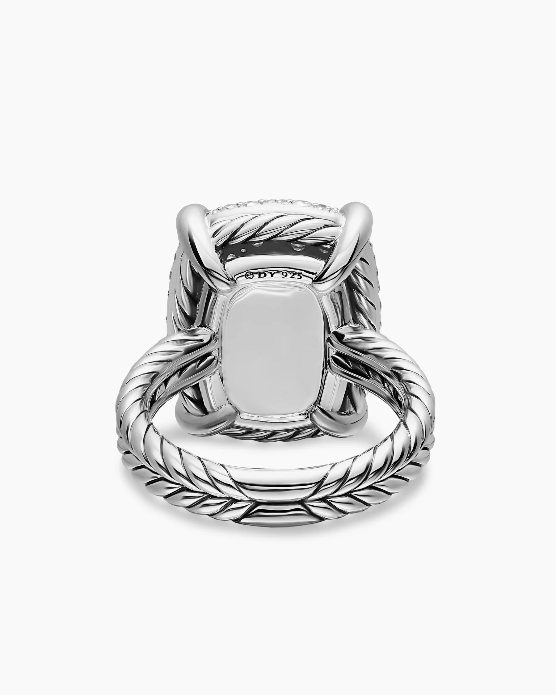 Chatelaine® Elongated Ring in Sterling Silver with Diamonds, 19mm 6 Chatelaine® Elongated Ring in Sterling Silver with Diamonds, 19mm