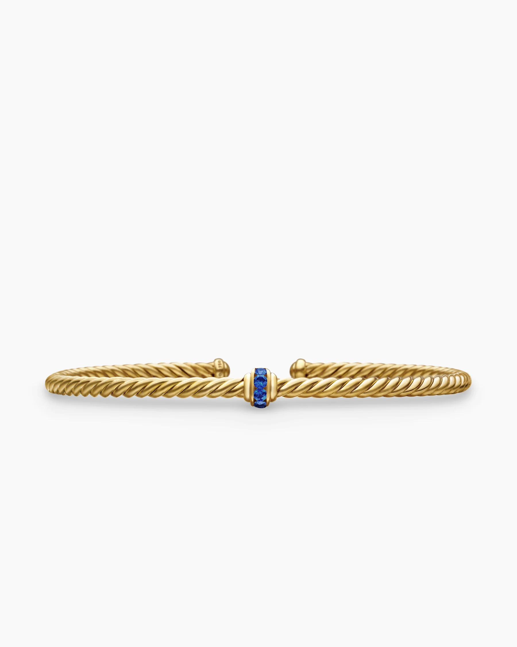 Classic Cablespira® Flex Station Bracelet in 18K Yellow Gold with Pavé Blue Sapphires, 3mm