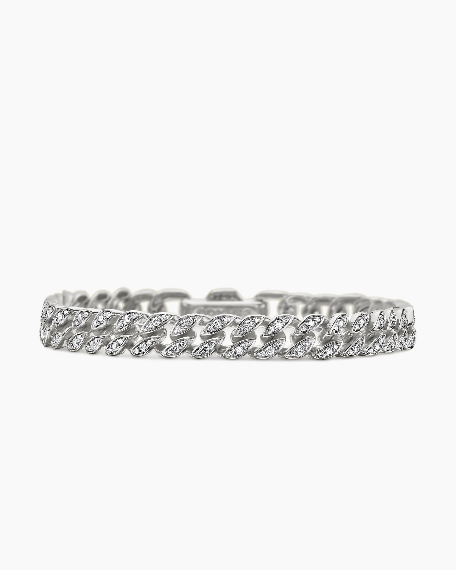 Curb Chain Bracelet in 18K Yellow Gold with Diamonds, 7mm