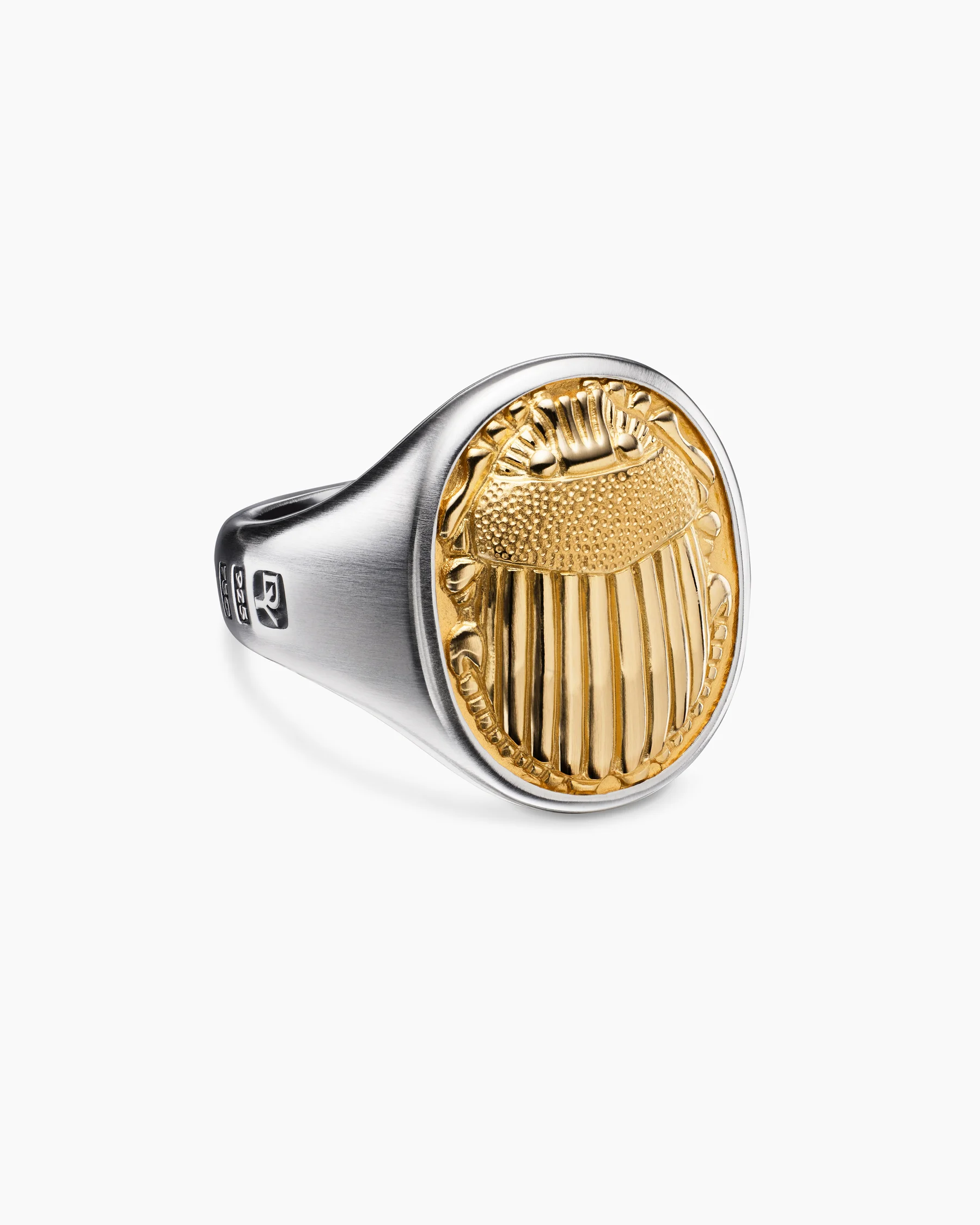 Petrvs® Scarab Signet Ring in Sterling Silver with 18K Yellow Gold, 21.5mm 28 Petrvs® Scarab Signet Ring in Sterling Silver with 18K Yellow Gold, 21.5mm