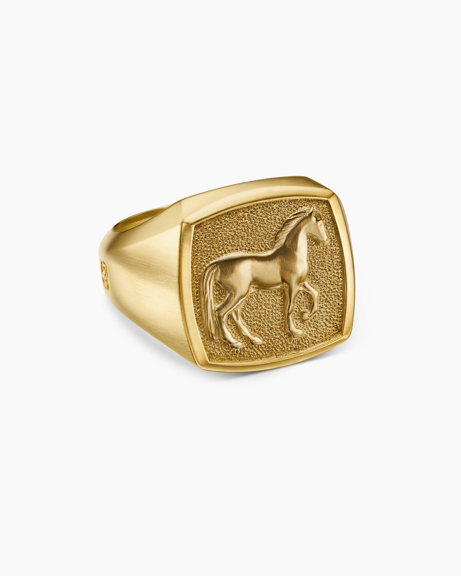 Petrvs® Horse Signet Ring in Sterling Silver with Banded Agate, 18.3mm