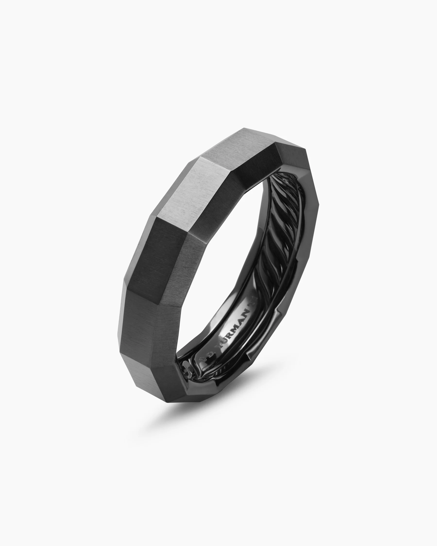 Faceted Band Ring in Black Titanium, 6mm 10 Faceted Band Ring in Black Titanium, 6mm