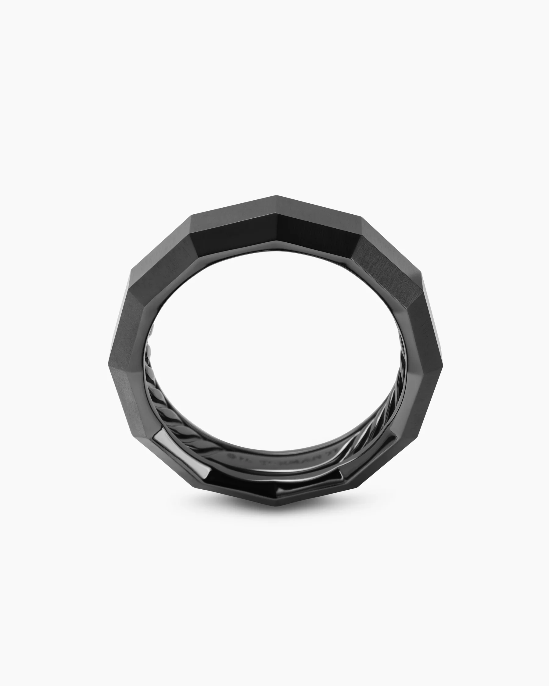 Faceted Band Ring in Black Titanium, 6mm 12 Faceted Band Ring in Black Titanium, 6mm