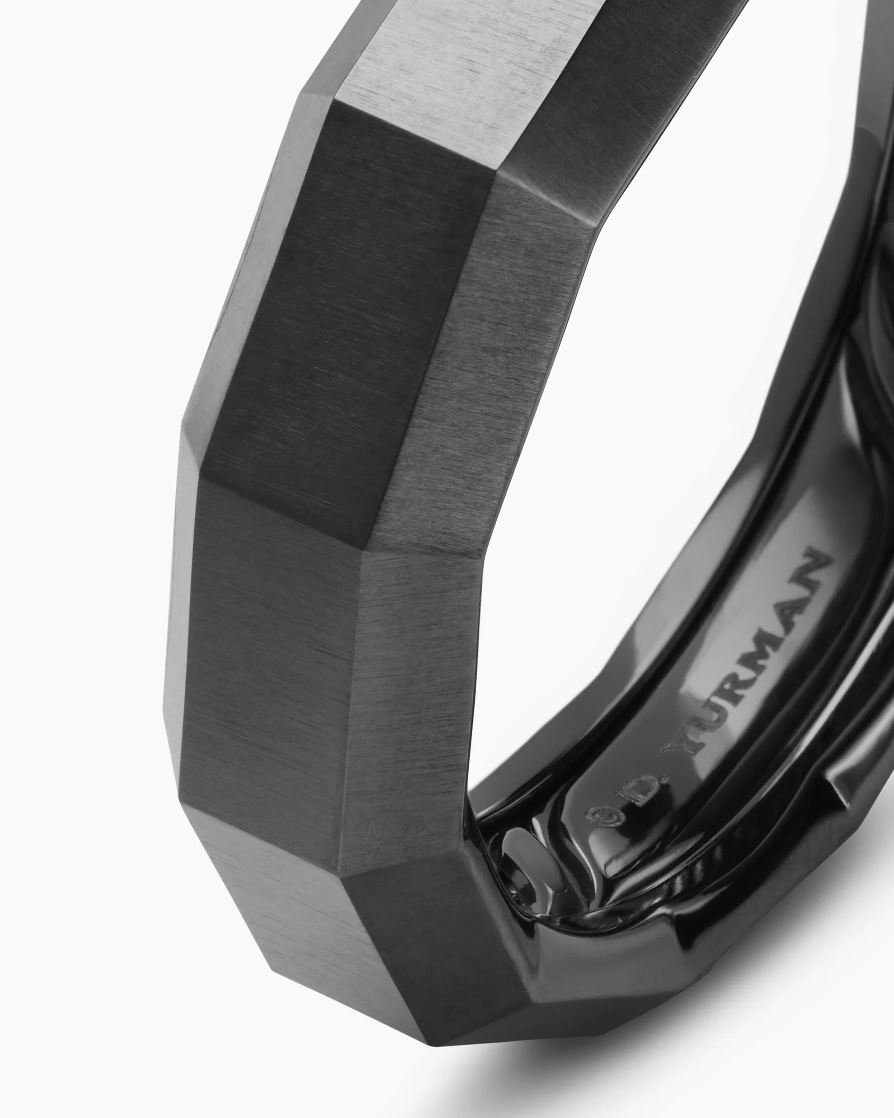 Faceted Band Ring in Black Titanium, 6mm 13 Faceted Band Ring in Black Titanium, 6mm