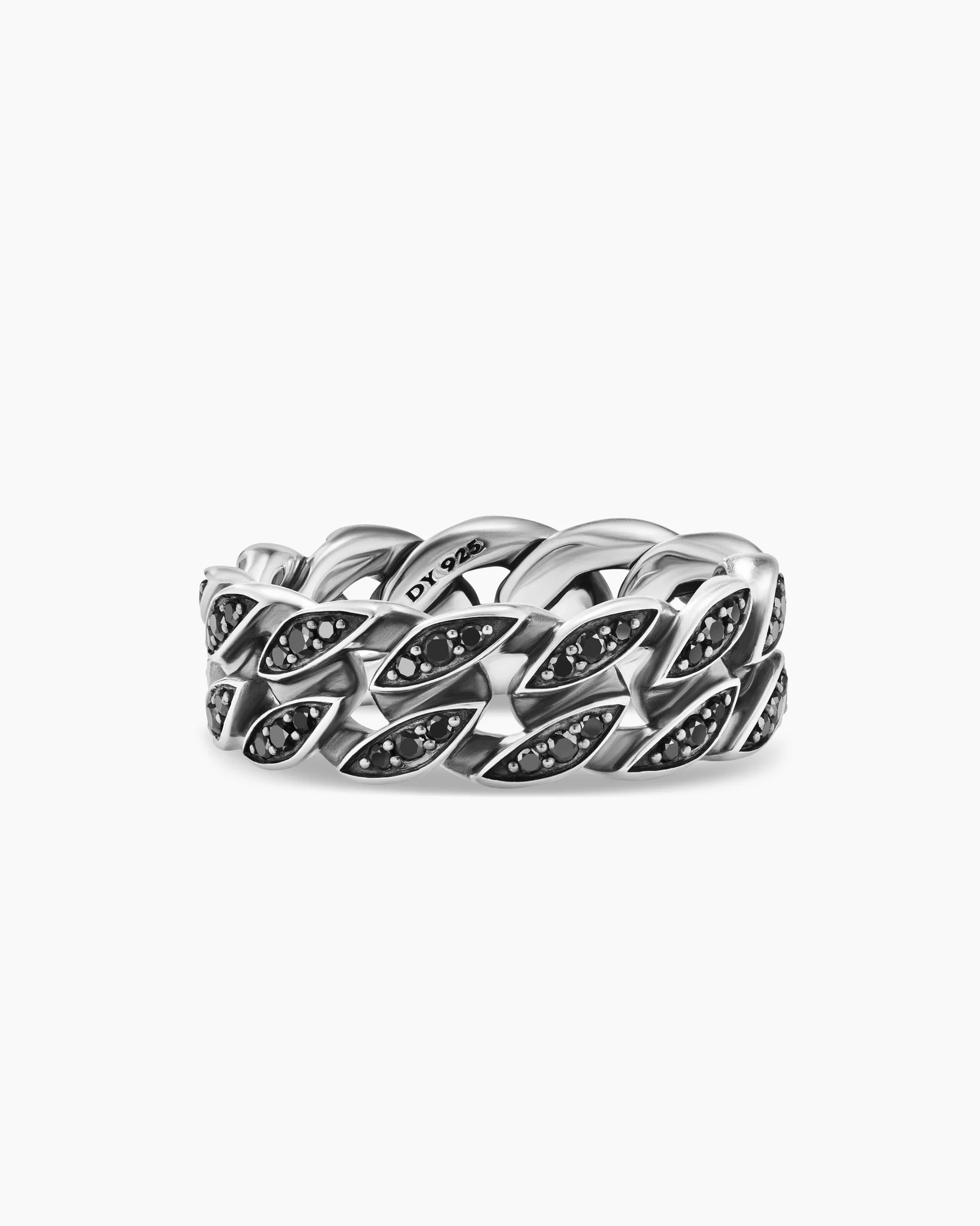 Curb Chain Band Ring in 18K Rose Gold with Cognac Diamonds, 8mm