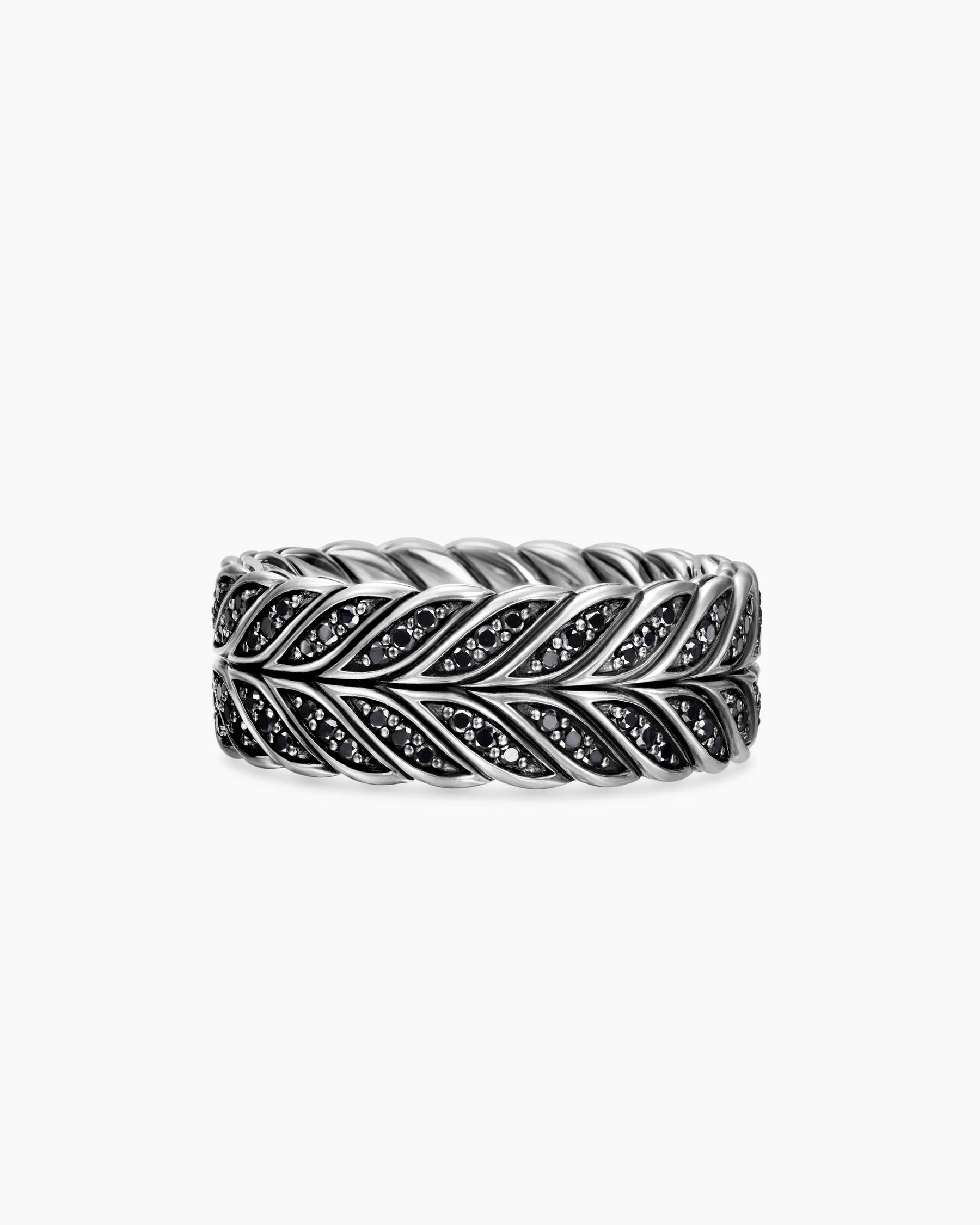 Chevron Pavé Band Ring in 18K Rose Gold with Cognac Diamonds, 9mm