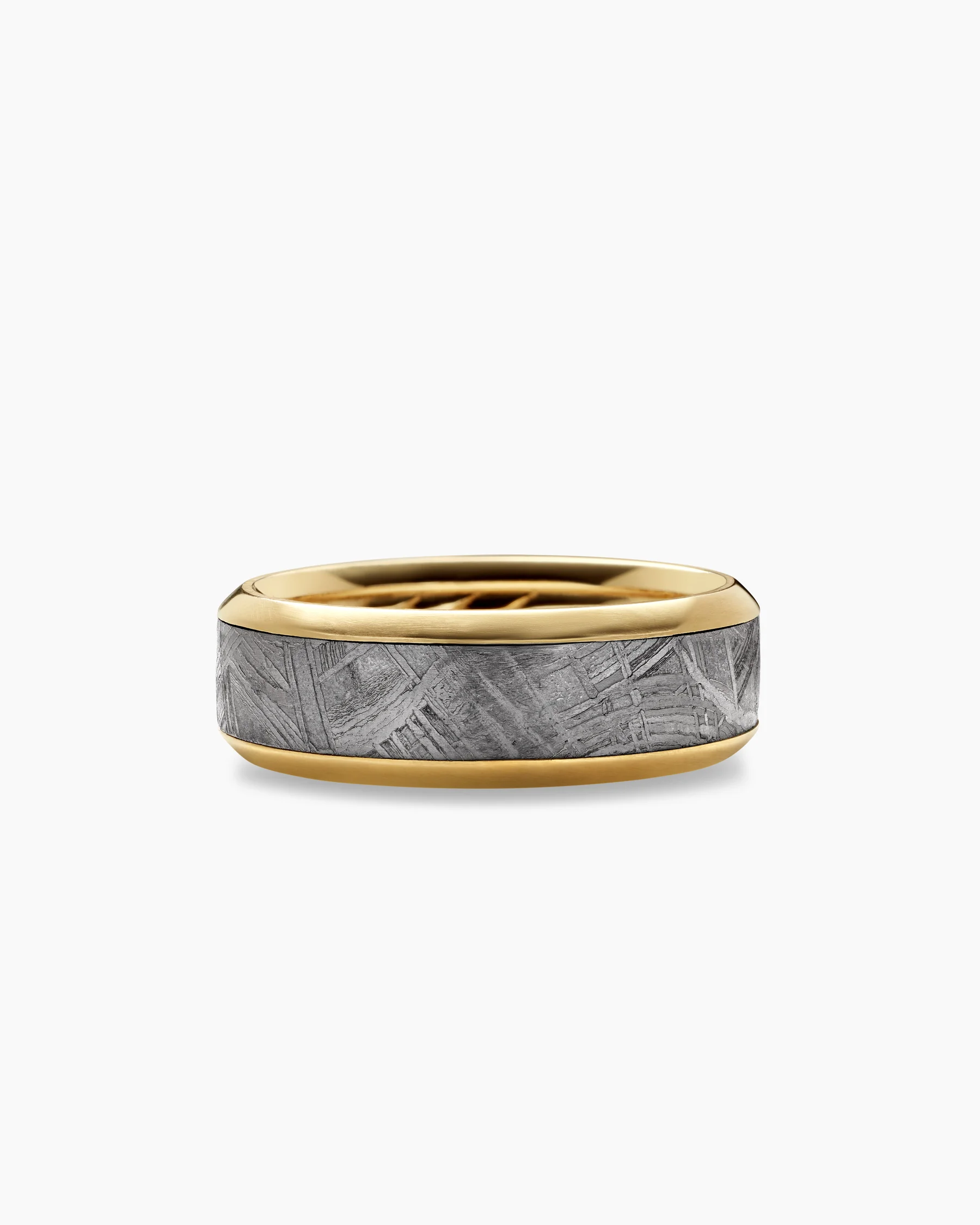 Beveled Band Ring in 18K Yellow Gold with Black Titanium, 8.5mm