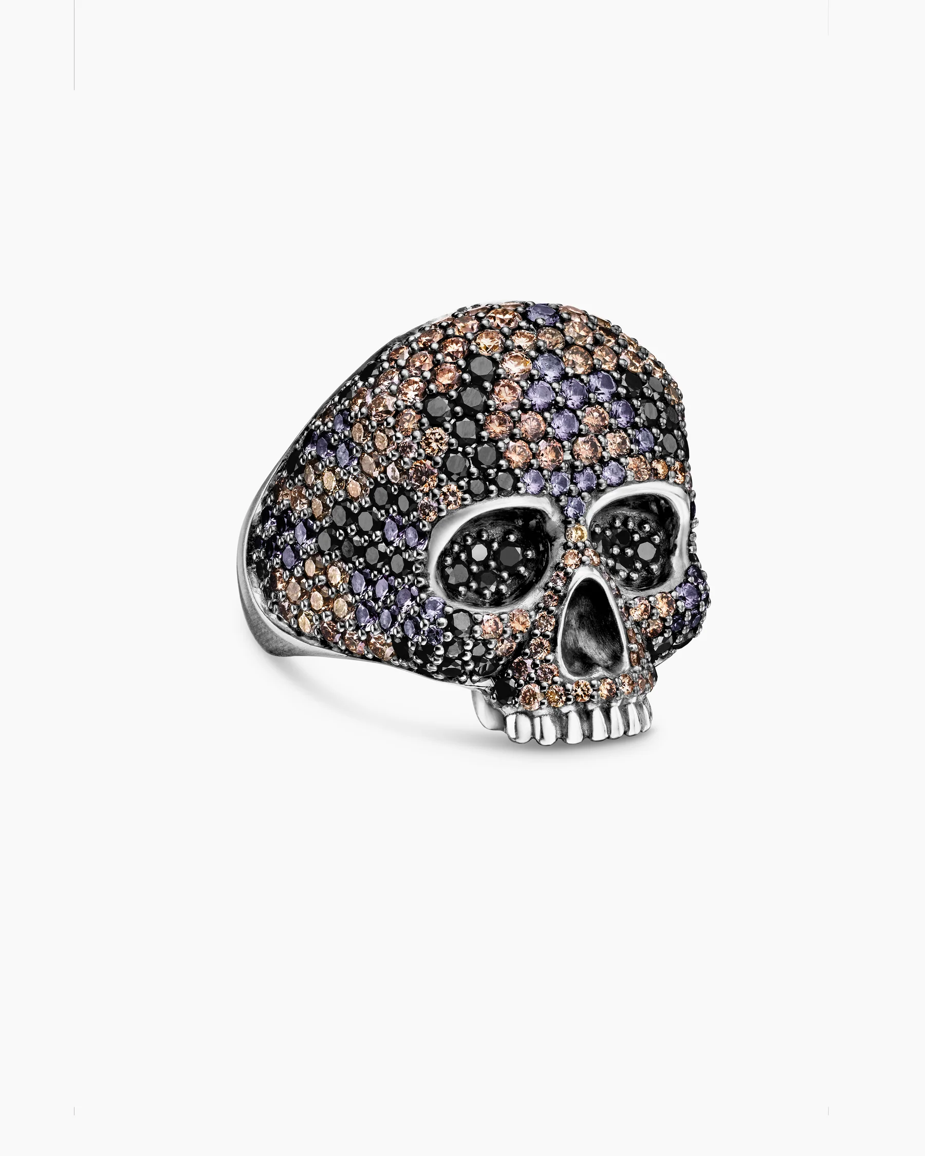 Memento Mori Skull Ring in 18K Yellow Gold with Diamonds and Emeralds, 26mm 1 Memento Mori Skull Ring in 18K Yellow Gold with Diamonds and Emeralds, 26mm