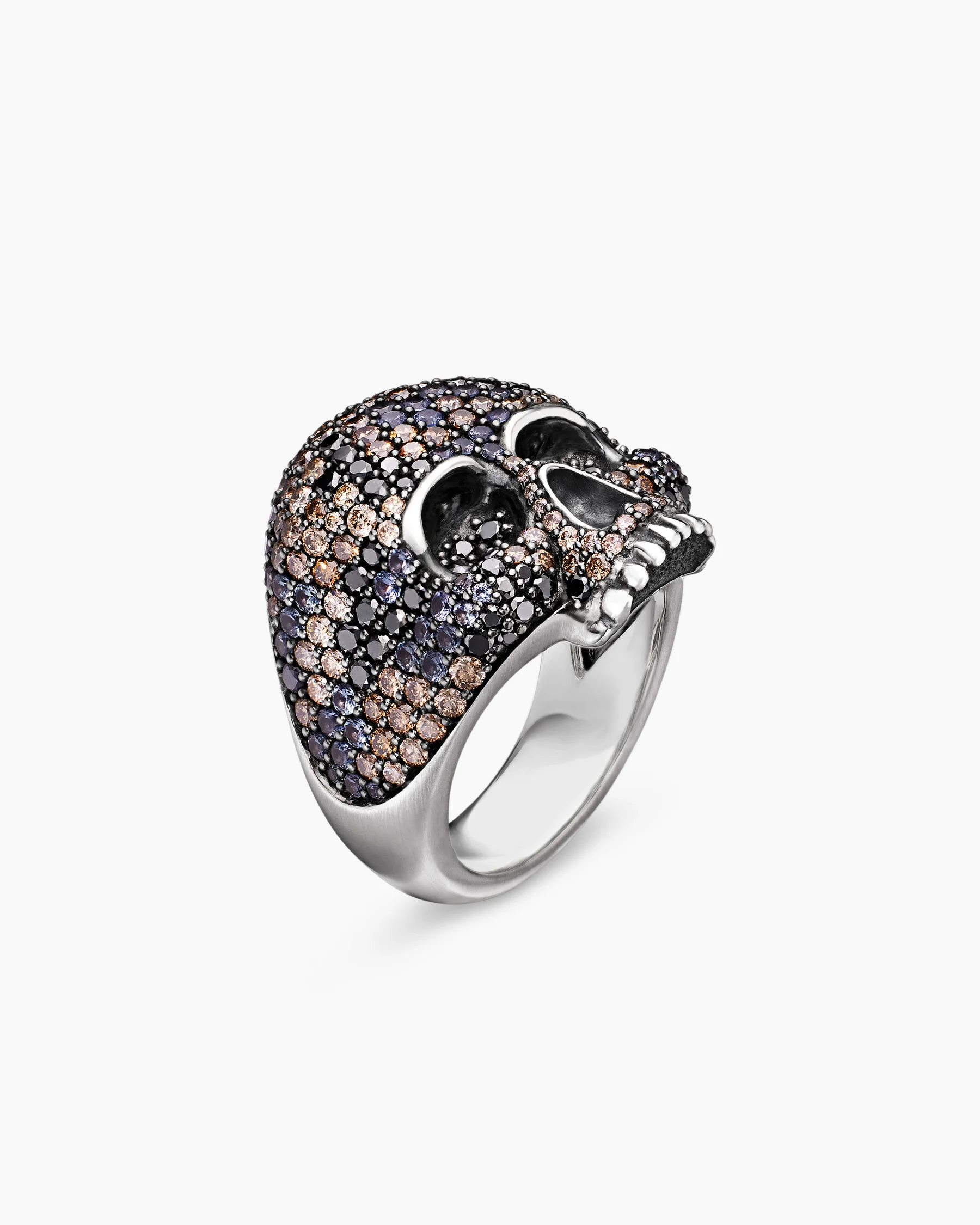 Memento Mori Skull Ring in 18K Yellow Gold with Diamonds and Emeralds, 26mm 3 Memento Mori Skull Ring in 18K Yellow Gold with Diamonds and Emeralds, 26mm