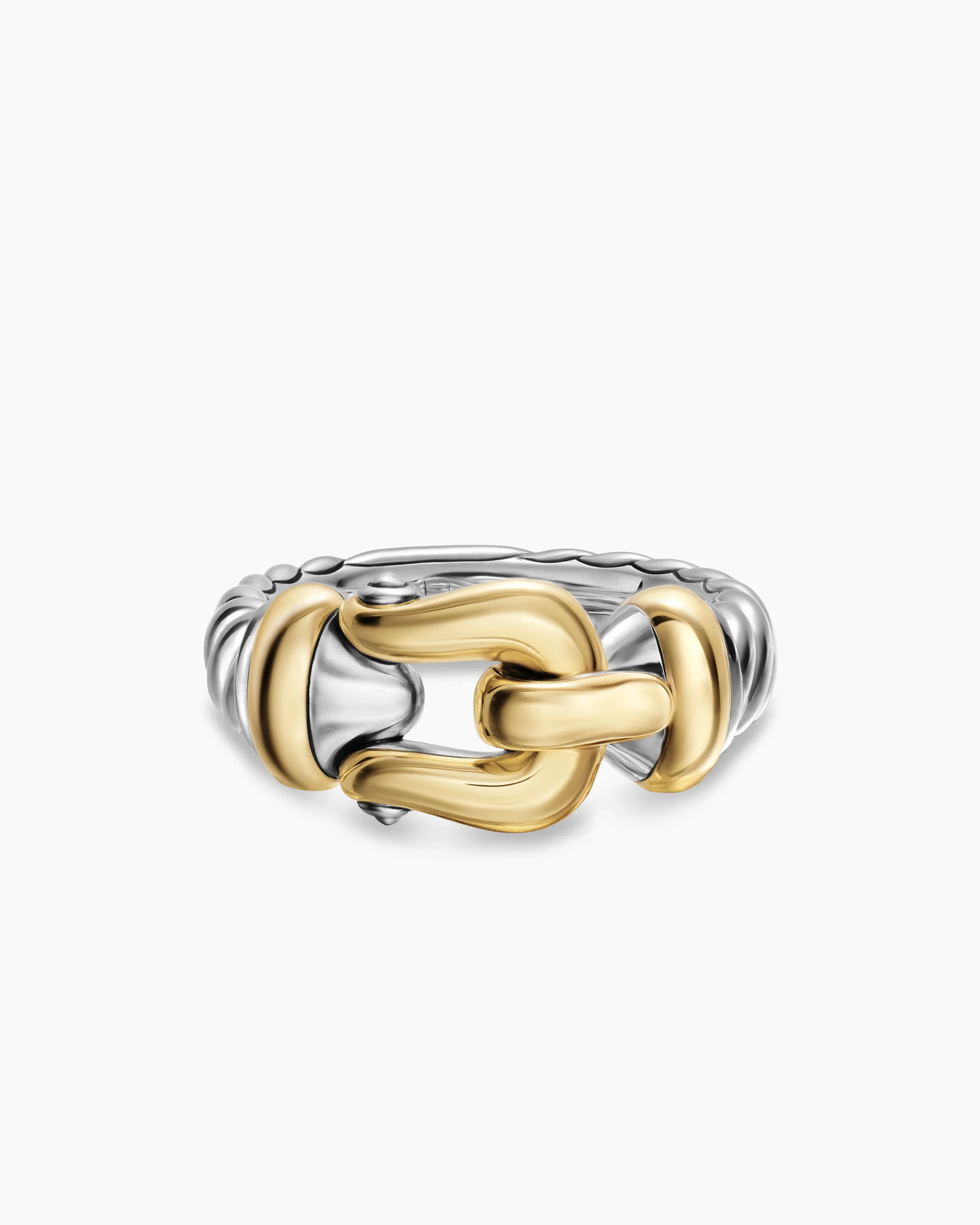 Buckle Ring in 18K Yellow Gold with Light Blue Sapphires, 10.4mm