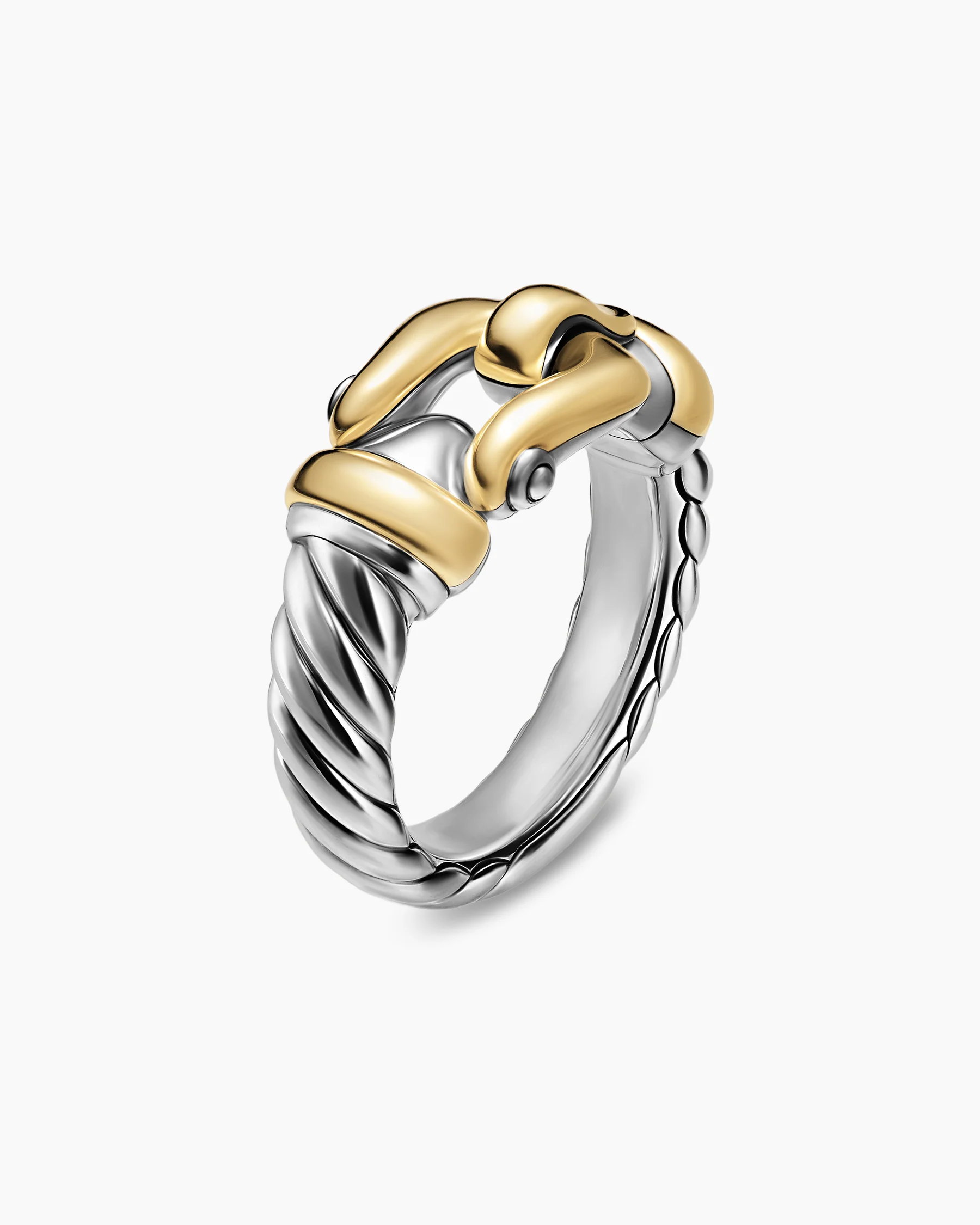 Buckle Ring in 18K Yellow Gold with Light Blue Sapphires, 10.4mm