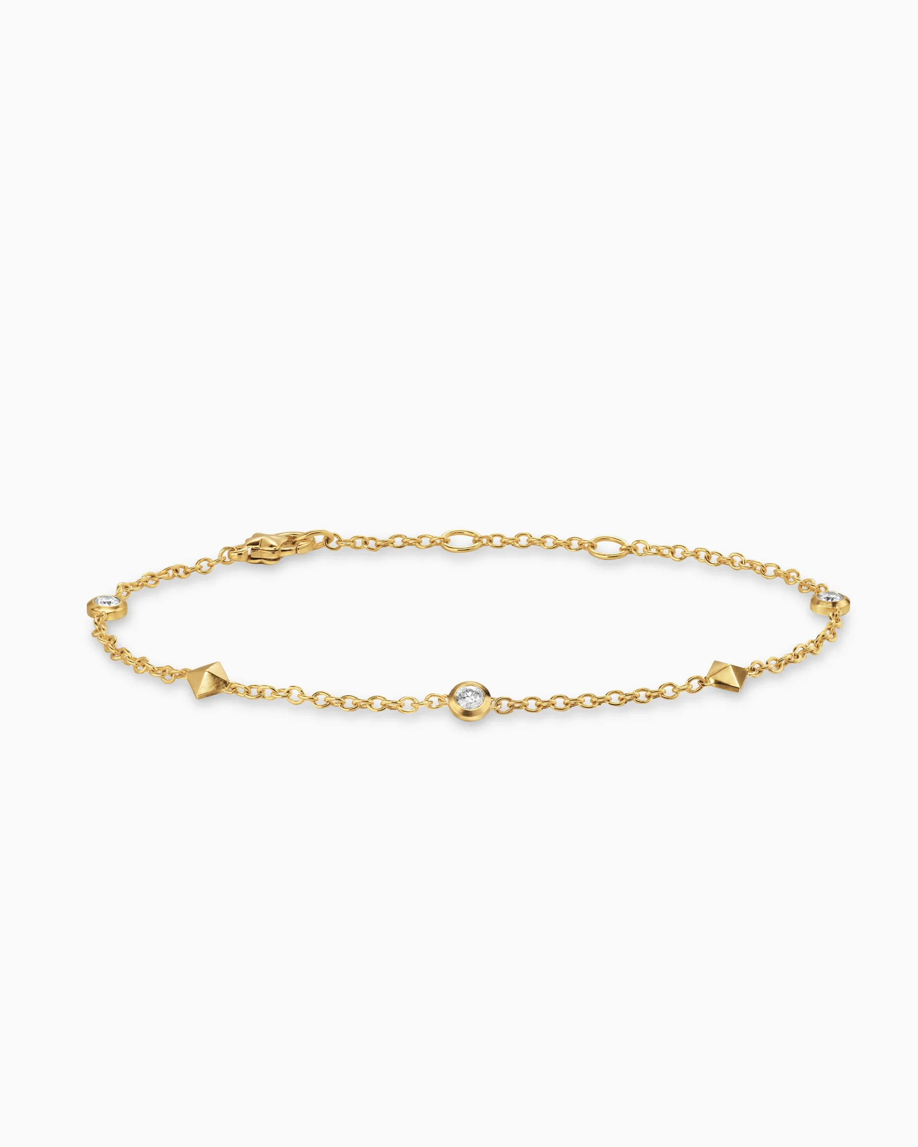 Petite Modern Renaissance® Station Bracelet in 18K Yellow Gold with Diamonds, 4.6mm