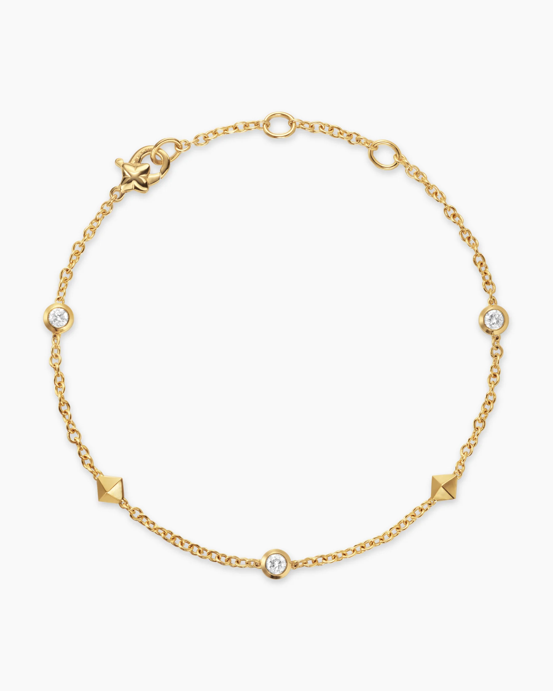Petite Modern Renaissance® Station Bracelet in 18K Yellow Gold with Diamonds, 4.6mm 2 Petite Modern Renaissance® Station Bracelet in 18K Yellow Gold with Diamonds, 4.6mm