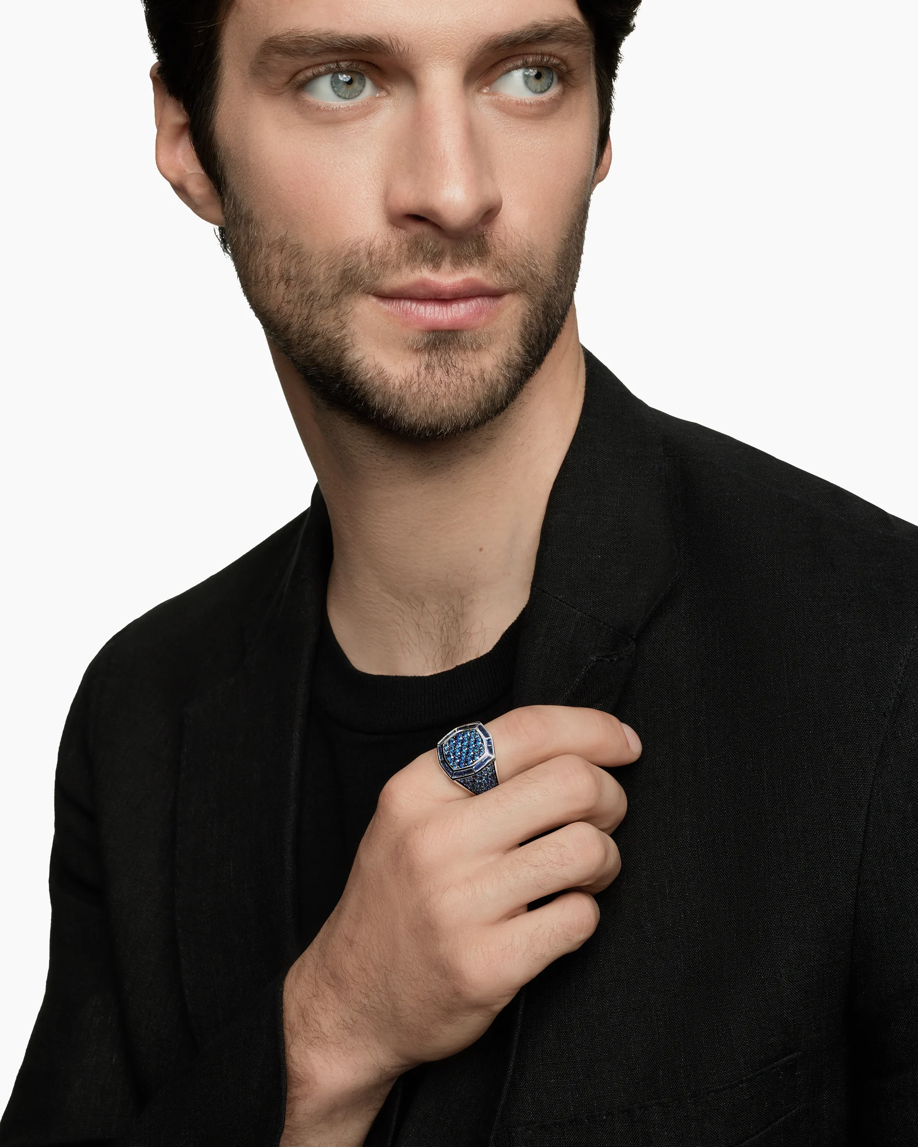 Streamline® Signet Ring in 18K White Gold with Black Diamonds, 25mm 14 Streamline® Signet Ring in 18K White Gold with Black Diamonds, 25mm