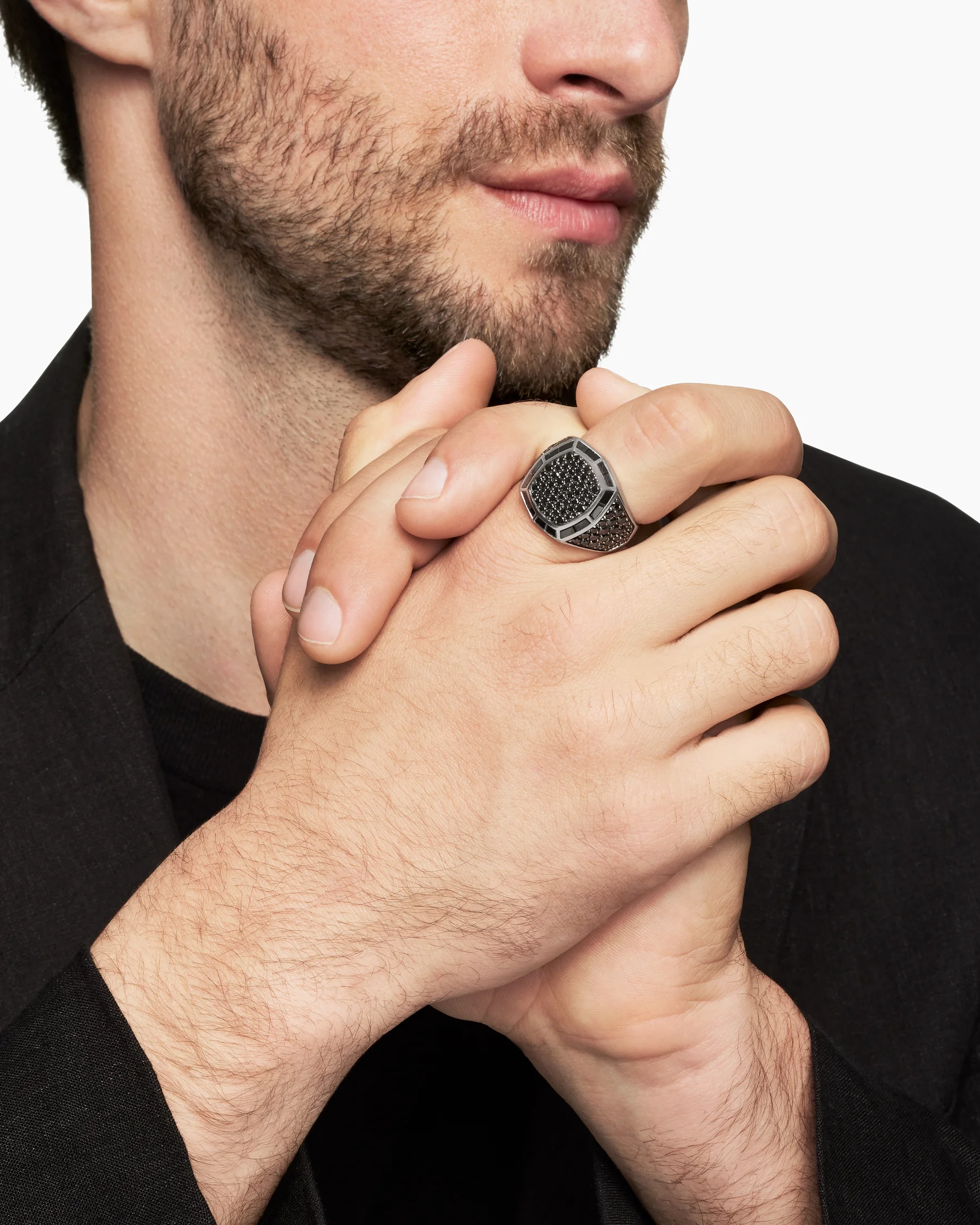 Streamline® Signet Ring in 18K White Gold with Black Diamonds, 25mm 7 Streamline® Signet Ring in 18K White Gold with Black Diamonds, 25mm