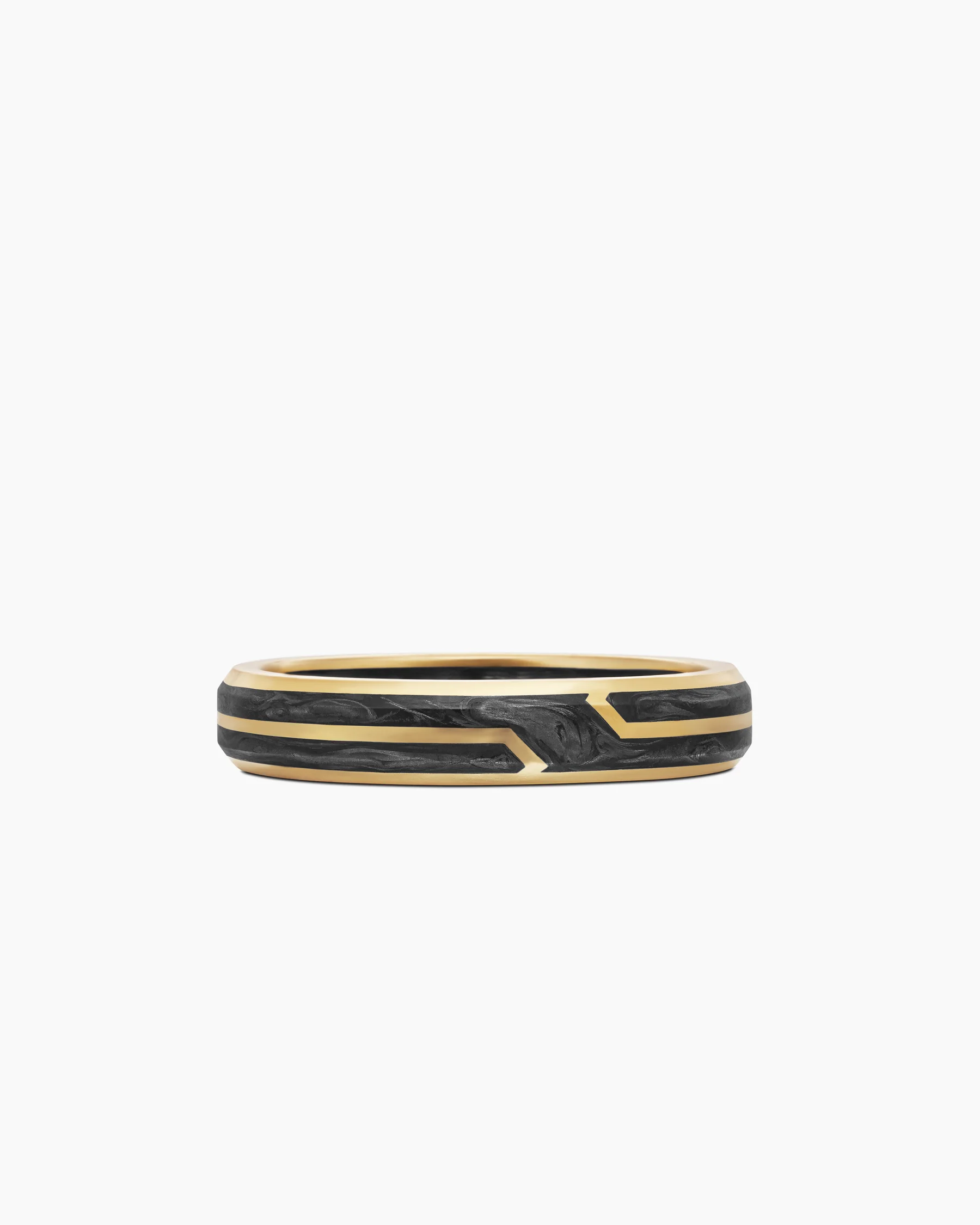 Forged Carbon Band Ring in 18K Yellow Gold with Center Diamond, 4mm 56 Forged Carbon Band Ring in 18K Yellow Gold with Center Diamond, 4mm