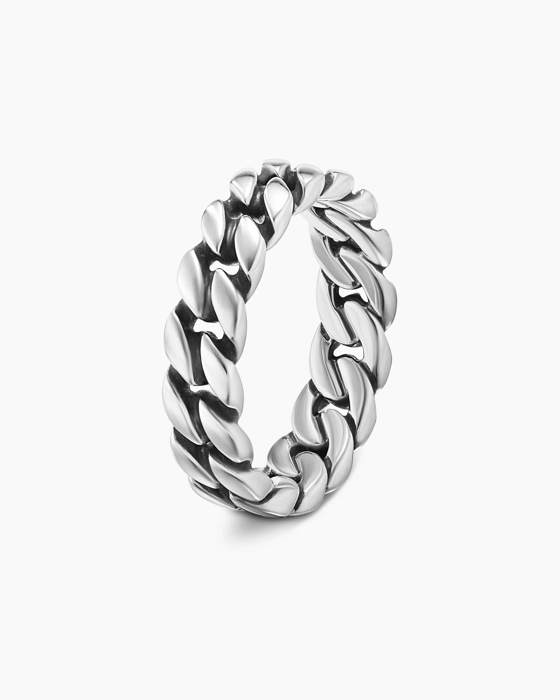 Curb Chain Band Ring in Black Titanium, 6mm 15 Curb Chain Band Ring in Black Titanium, 6mm