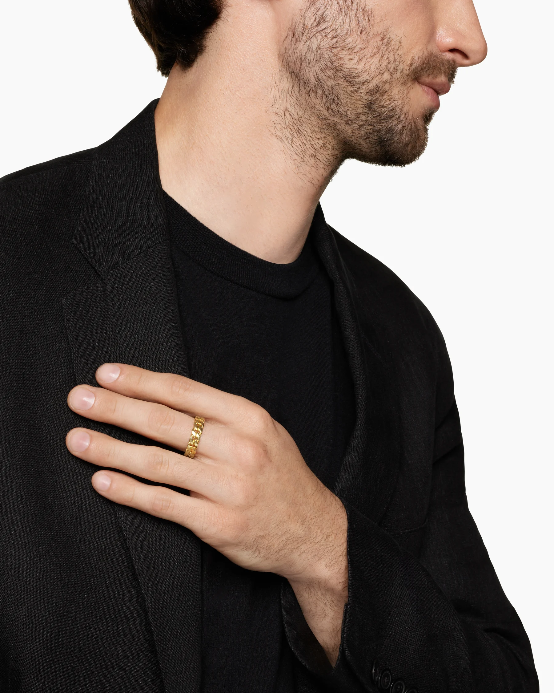Curb Chain Band Ring in Black Titanium, 6mm 20 Curb Chain Band Ring in Black Titanium, 6mm