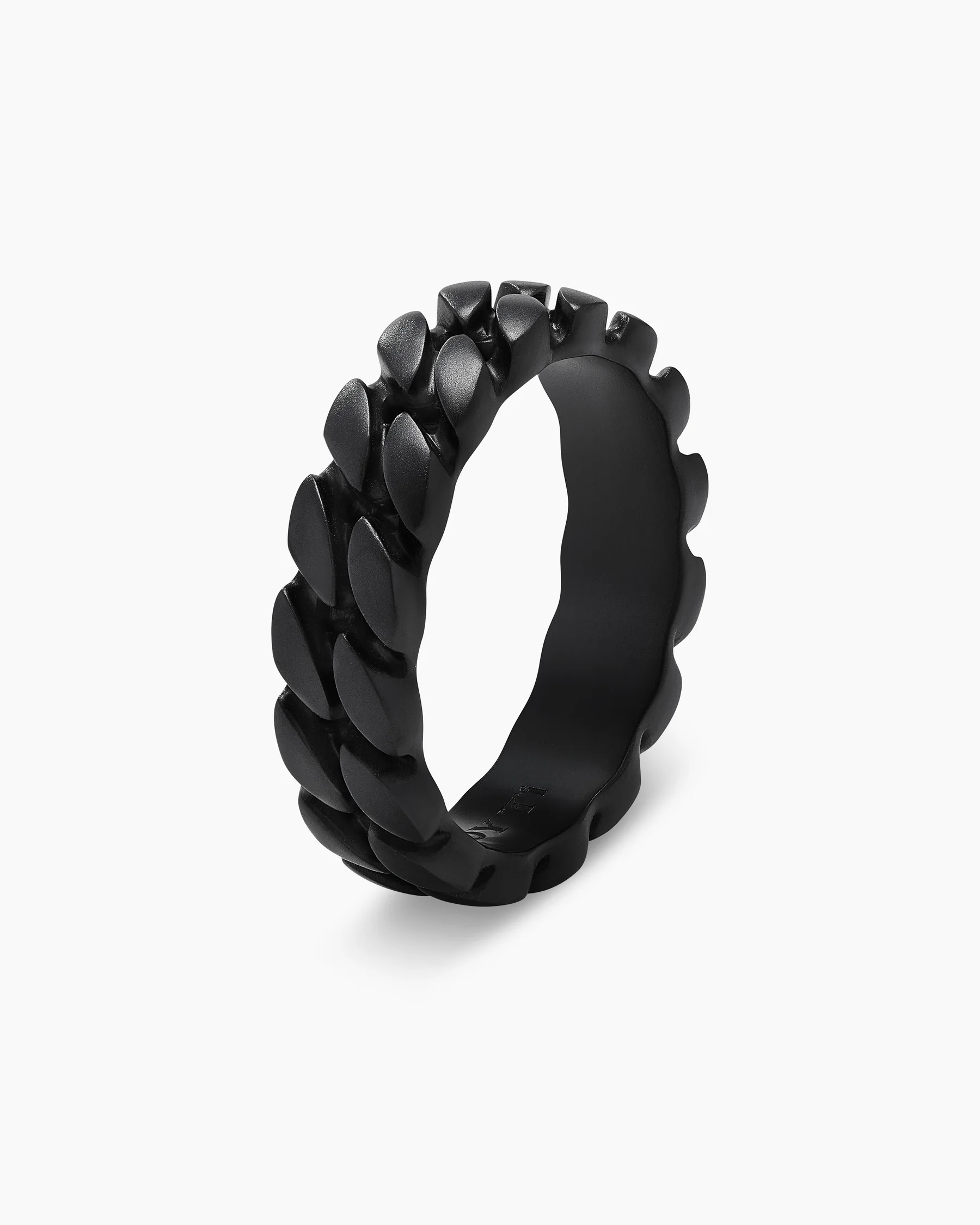 Curb Chain Band Ring in Black Titanium, 6mm 3 Curb Chain Band Ring in Black Titanium, 6mm