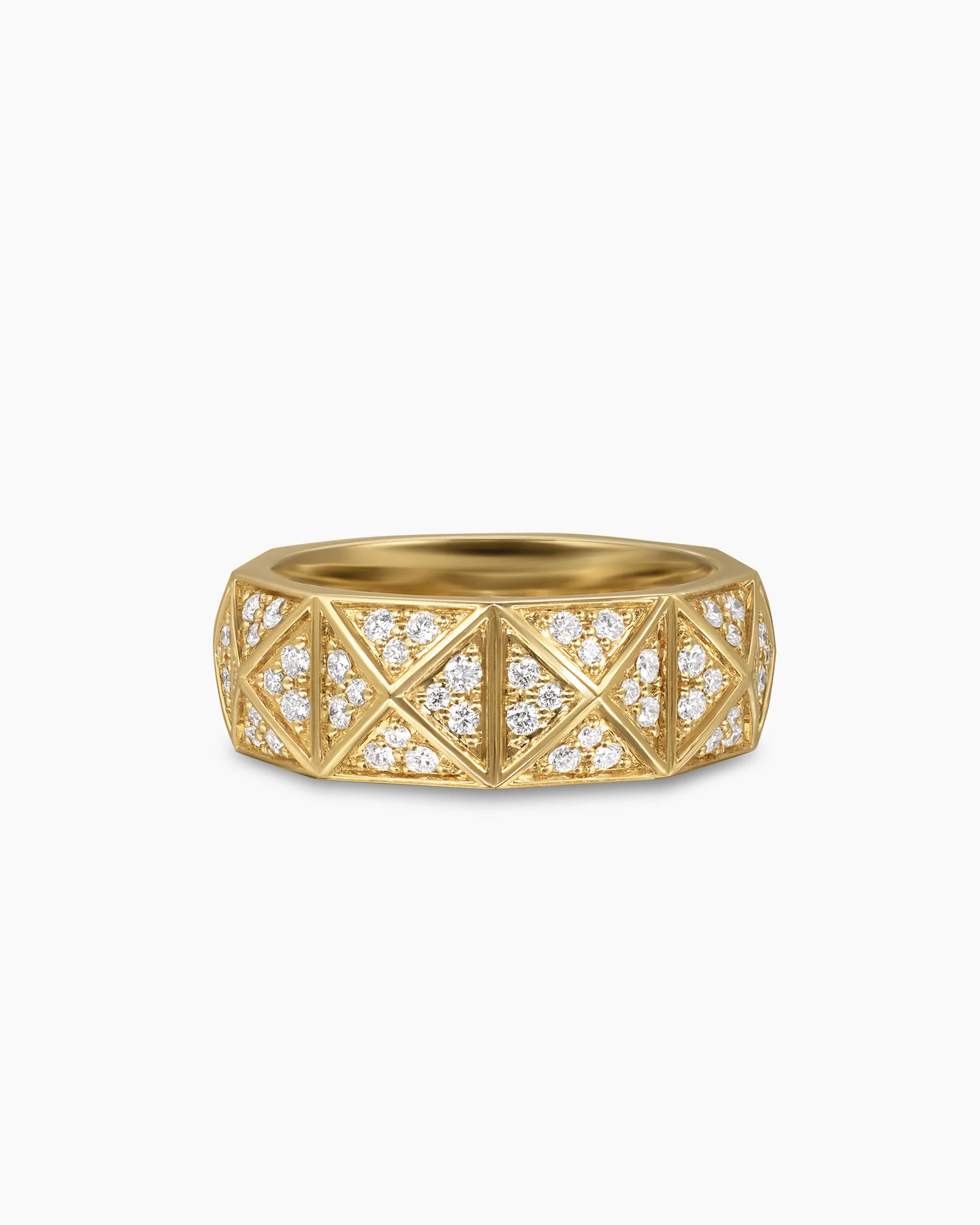 Pyramid Band Ring in Black Titanium with Black Diamonds, 8mm
