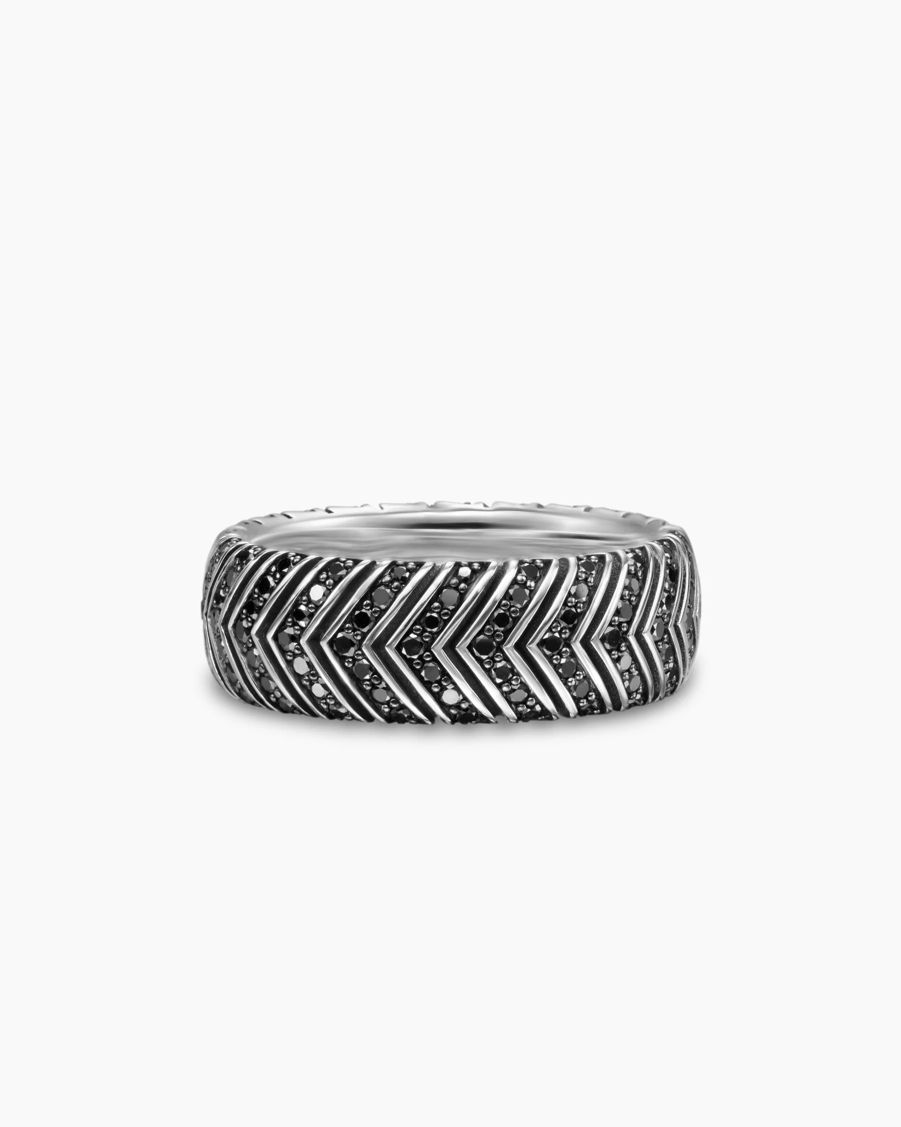 Chevron Band Ring in Anthracite Titanium, 8mm