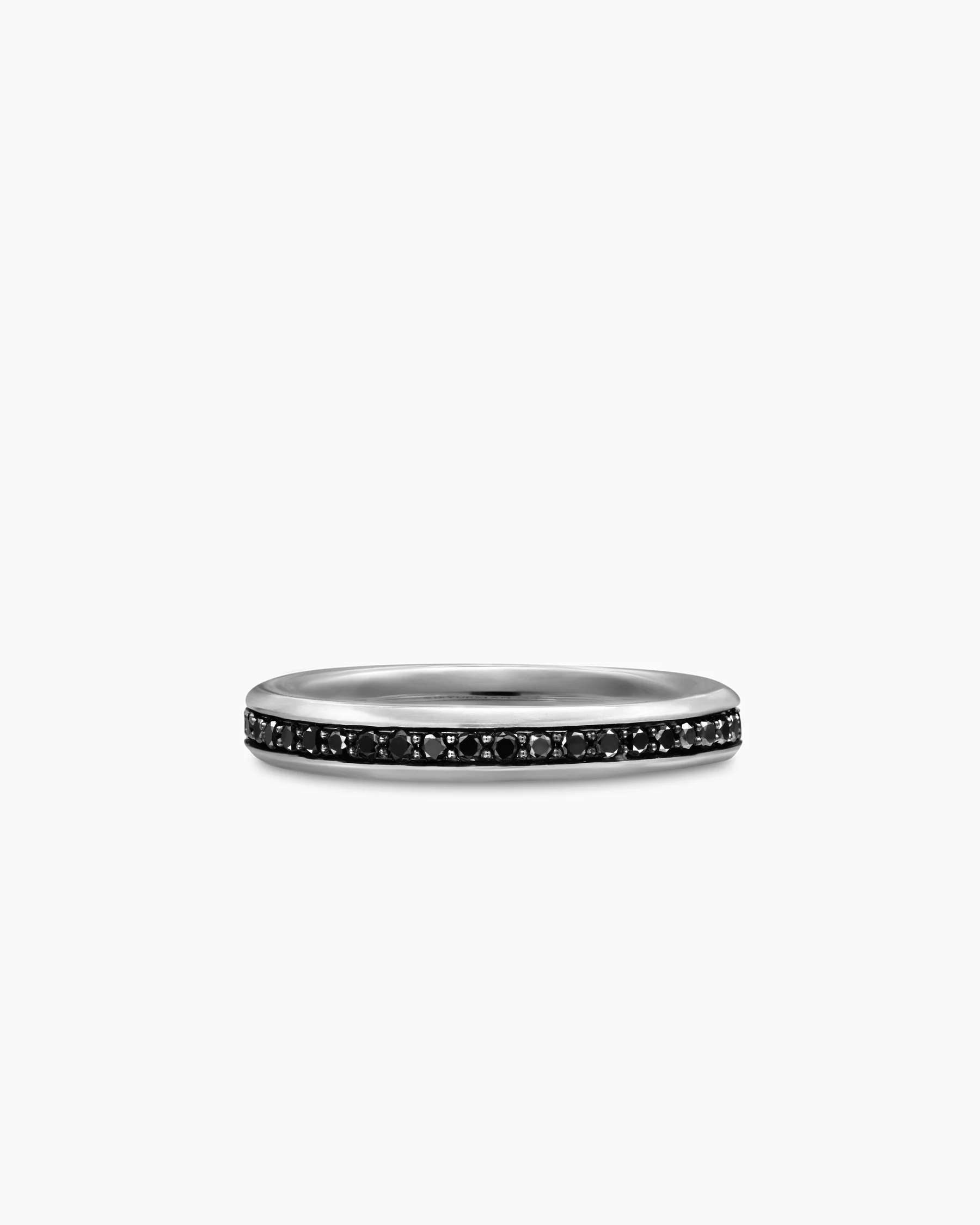 Beveled Band Ring in 18K Yellow Gold with Black Diamonds, 3.5mm