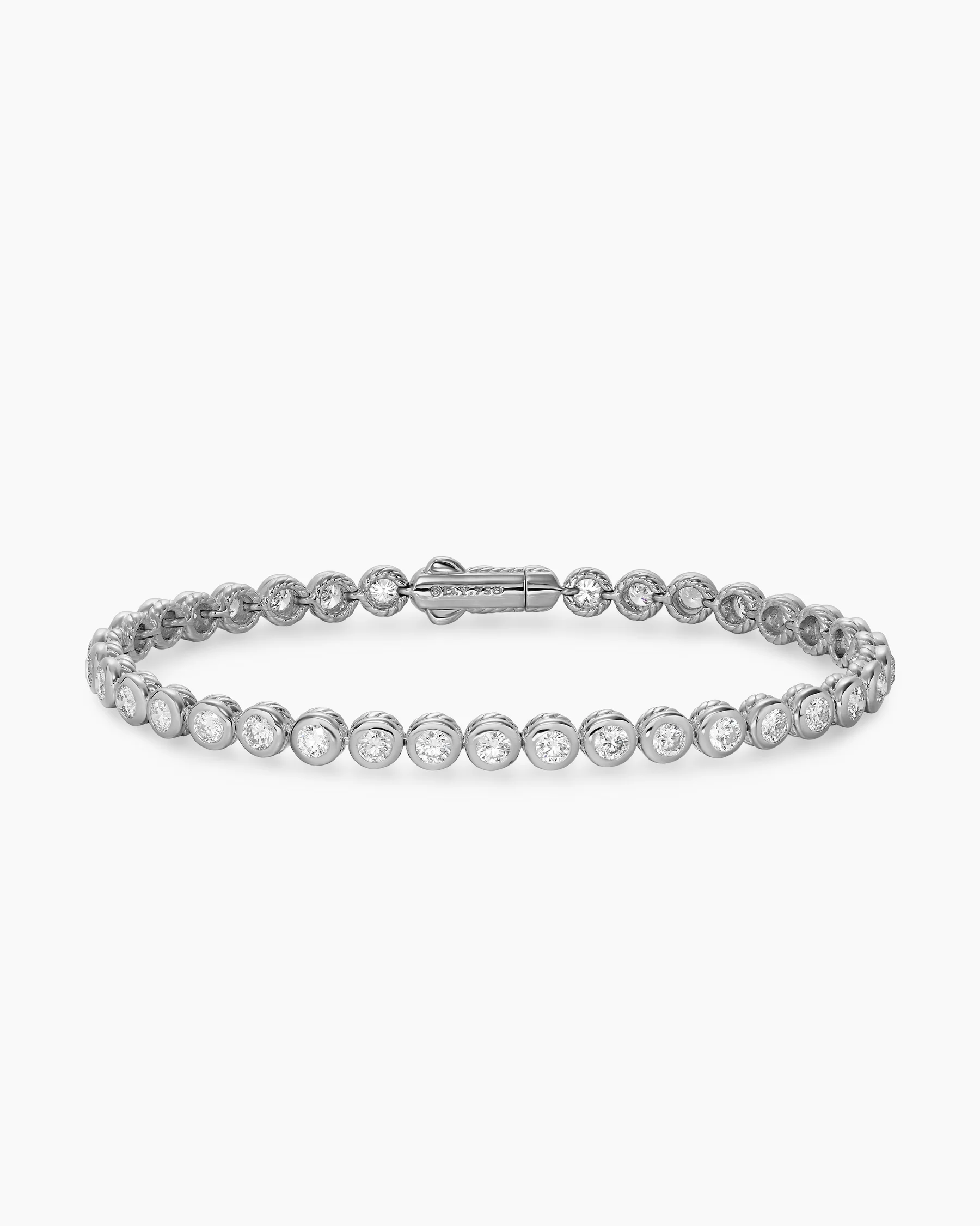 Bezel Set Tennis Bracelet in 18K White Gold with Diamonds, 4.7mm