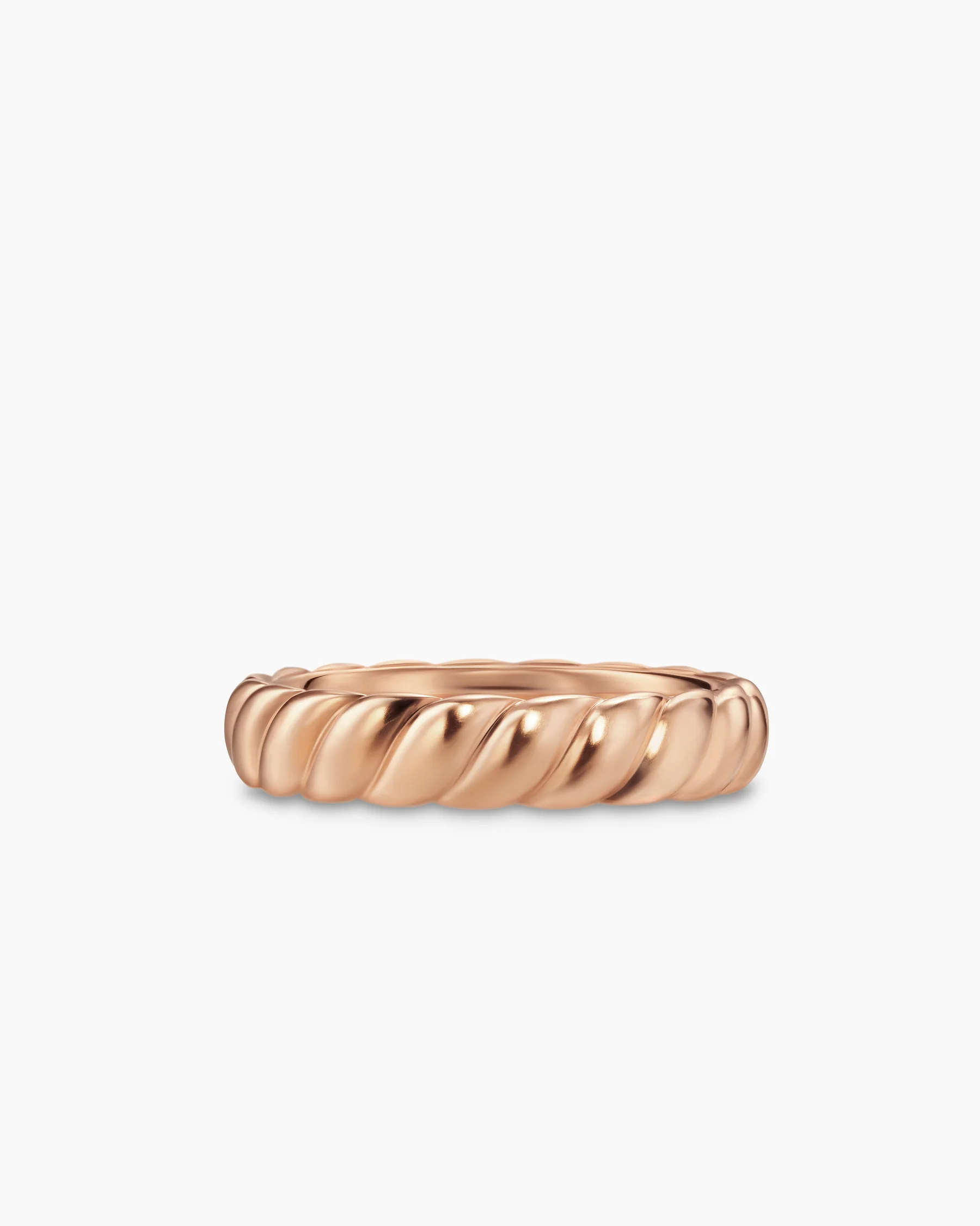 Sculpted Cable Band Ring in 18K White Gold, 5mm